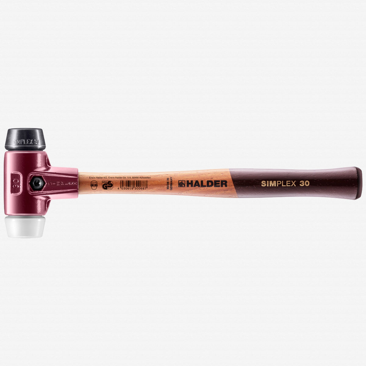 Halder Simplex Mallet with Black Rubber/Superplastic Inserts and Cast Iron Housing, 1.18" / 11.82 oz. - HA3027.030 - KC Tool