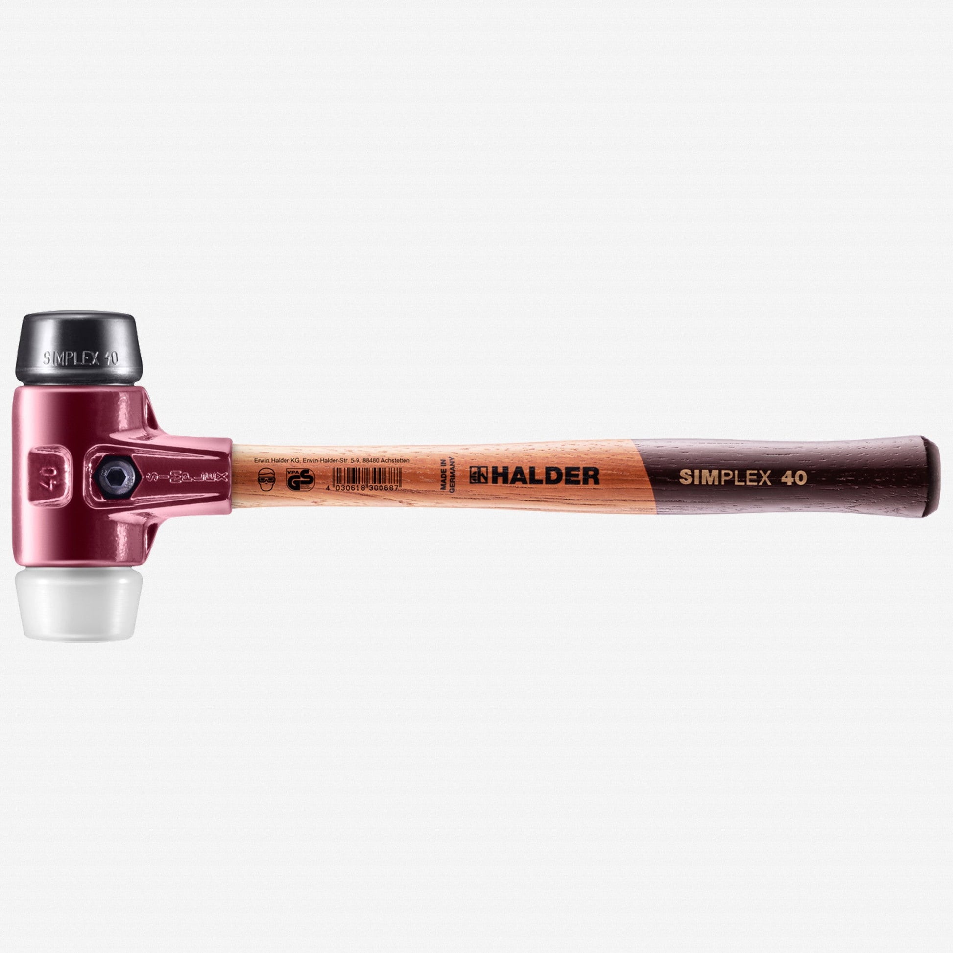 Halder Simplex Mallet with Black Rubber/Superplastic Inserts and Cast Iron Housing, 1.57" / 22.4 oz. - HA3027.040 - KC Tool