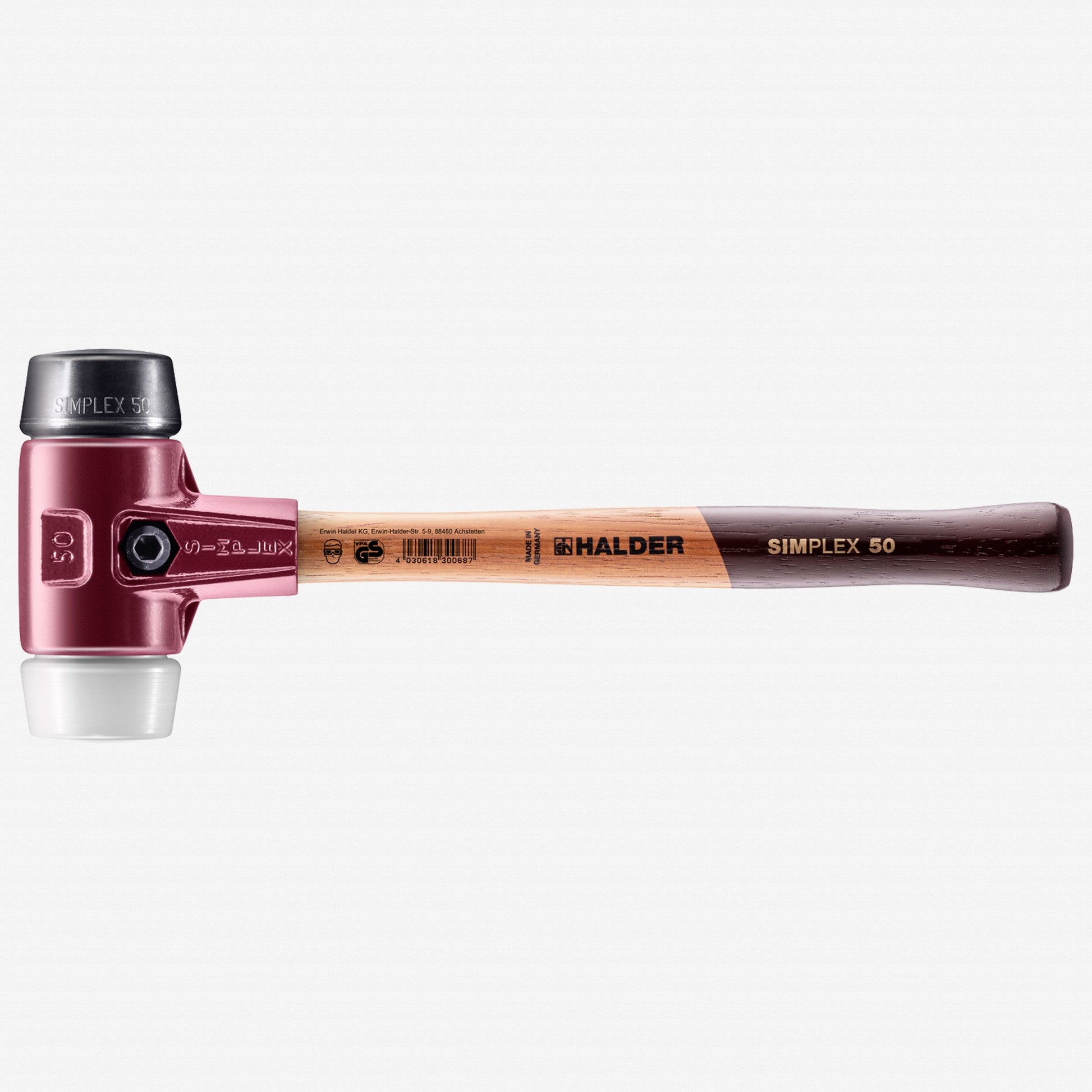 Halder Simplex Mallet with Black Rubber/Superplastic Inserts and Cast Iron Housing, 1.97" / 38.98 oz. - HA3027.050 - KC Tool
