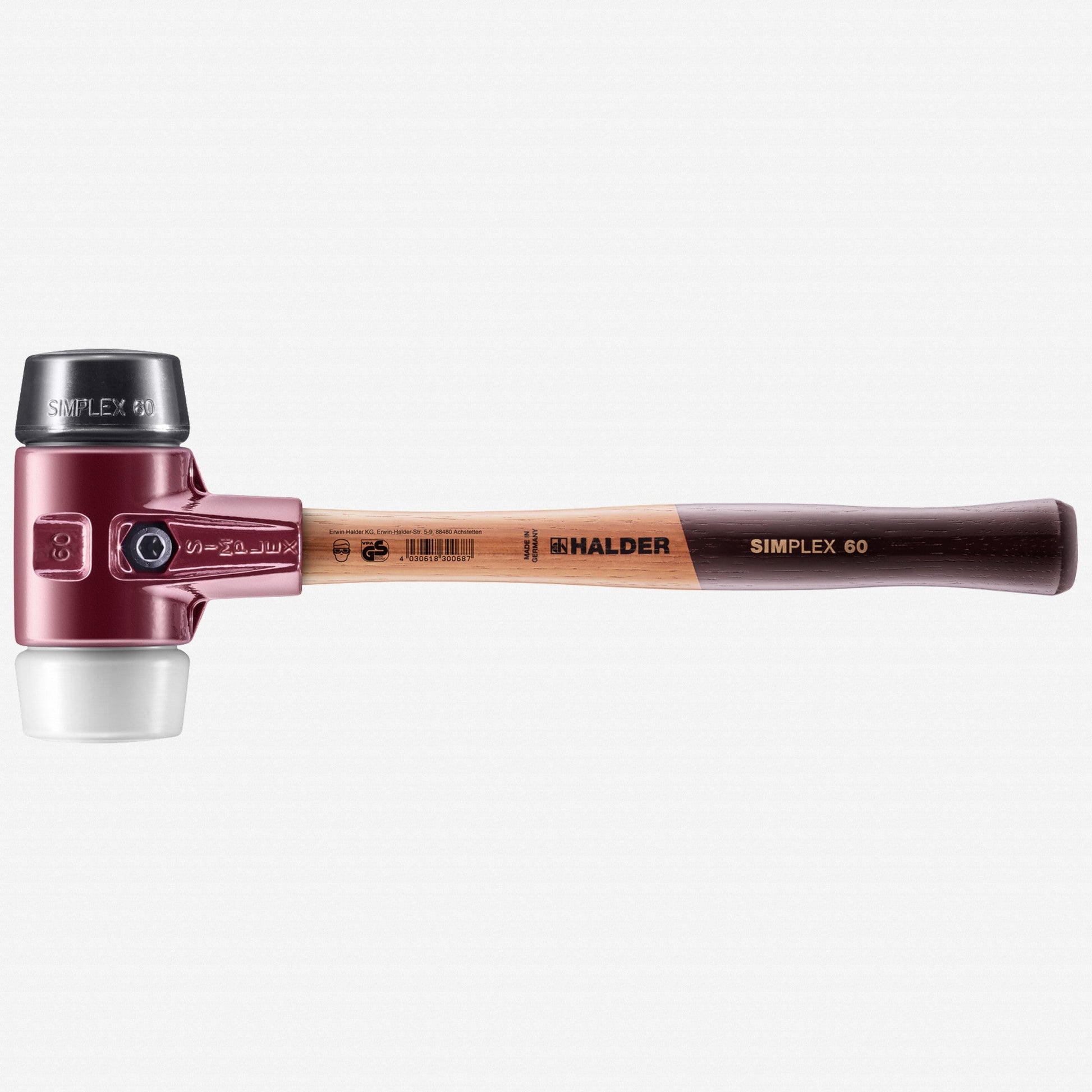 Halder Simplex Mallet with Black Rubber/Superplastic Inserts and Cast Iron Housing, 2.36" / 53.26 oz. - HA3027.060 - KC Tool