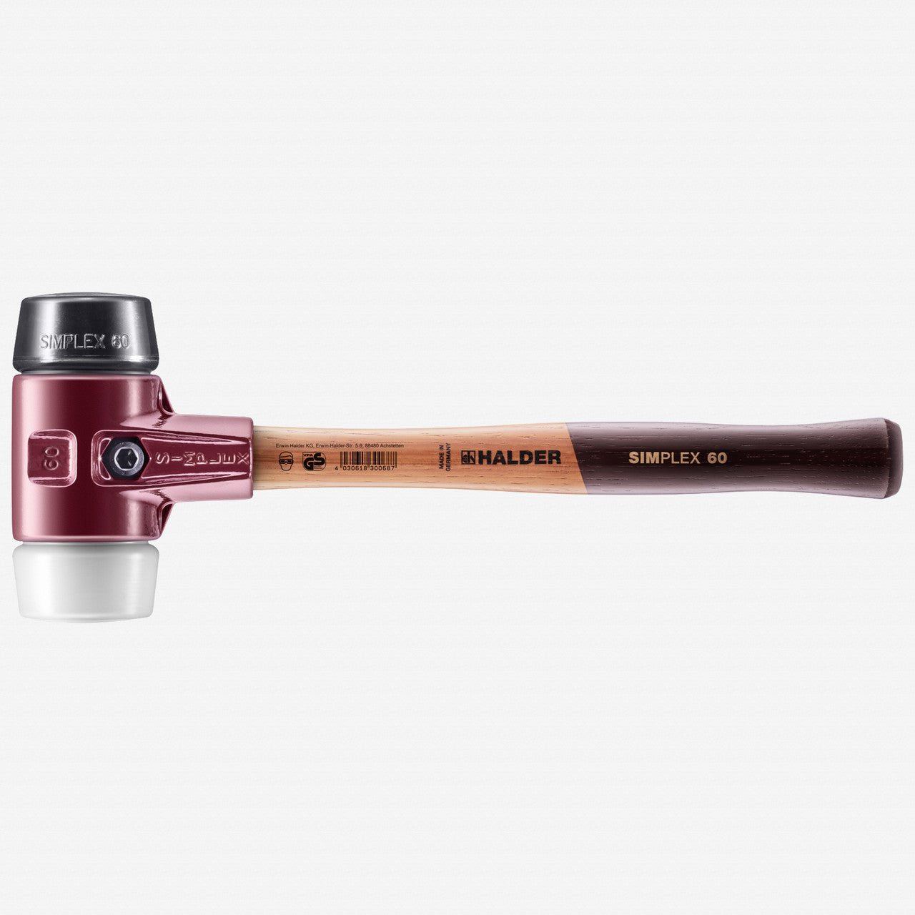 Halder Simplex Mallet with Black Rubber/Superplastic Inserts and Cast Iron Housing, 2.36" / 53.26 oz. - HA3027.060 - KC Tool