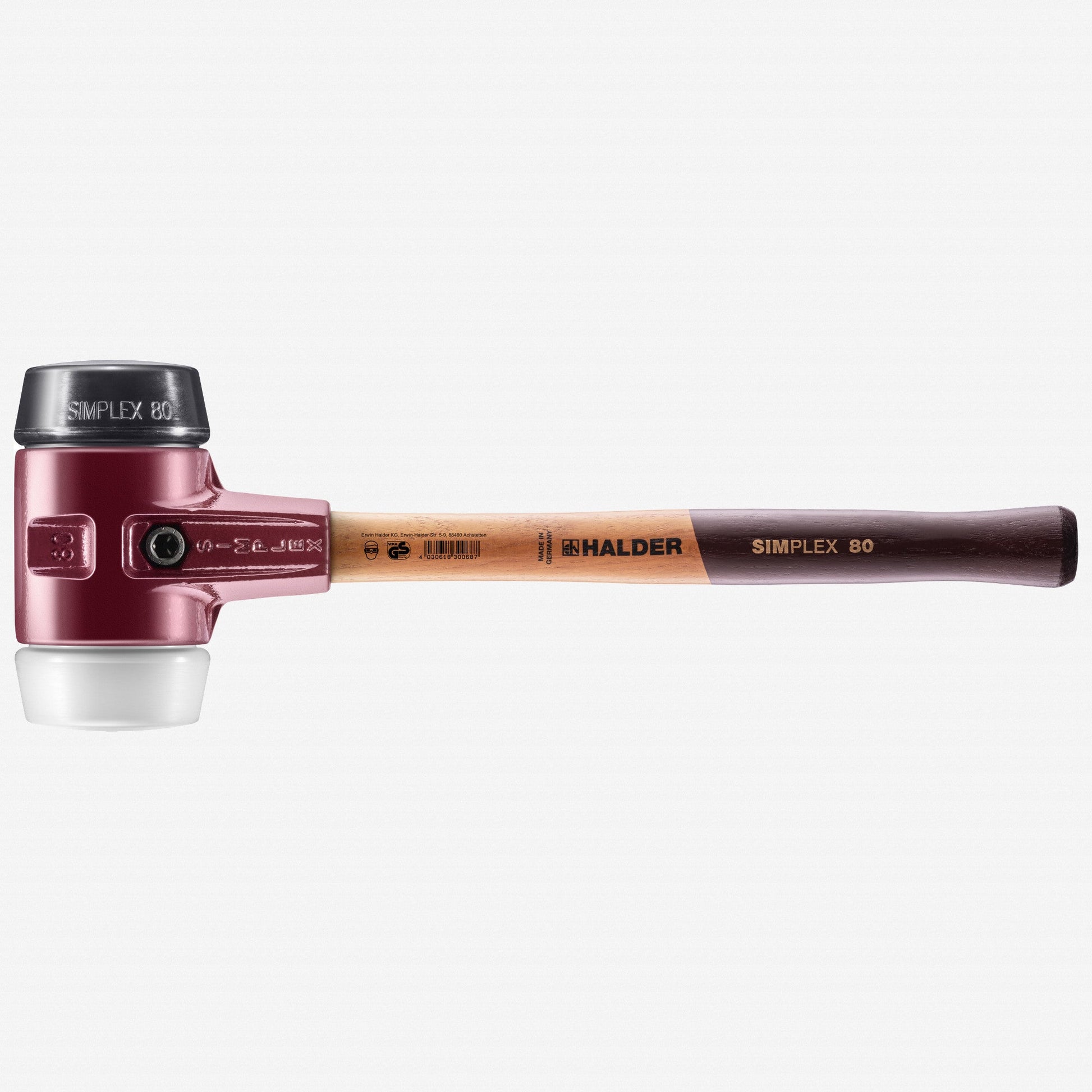Halder Simplex Mallet with Black Rubber/Superplastic Inserts and Cast Iron Housing, 3.15" / 97.71 oz. - HA3027.080 - KC Tool
