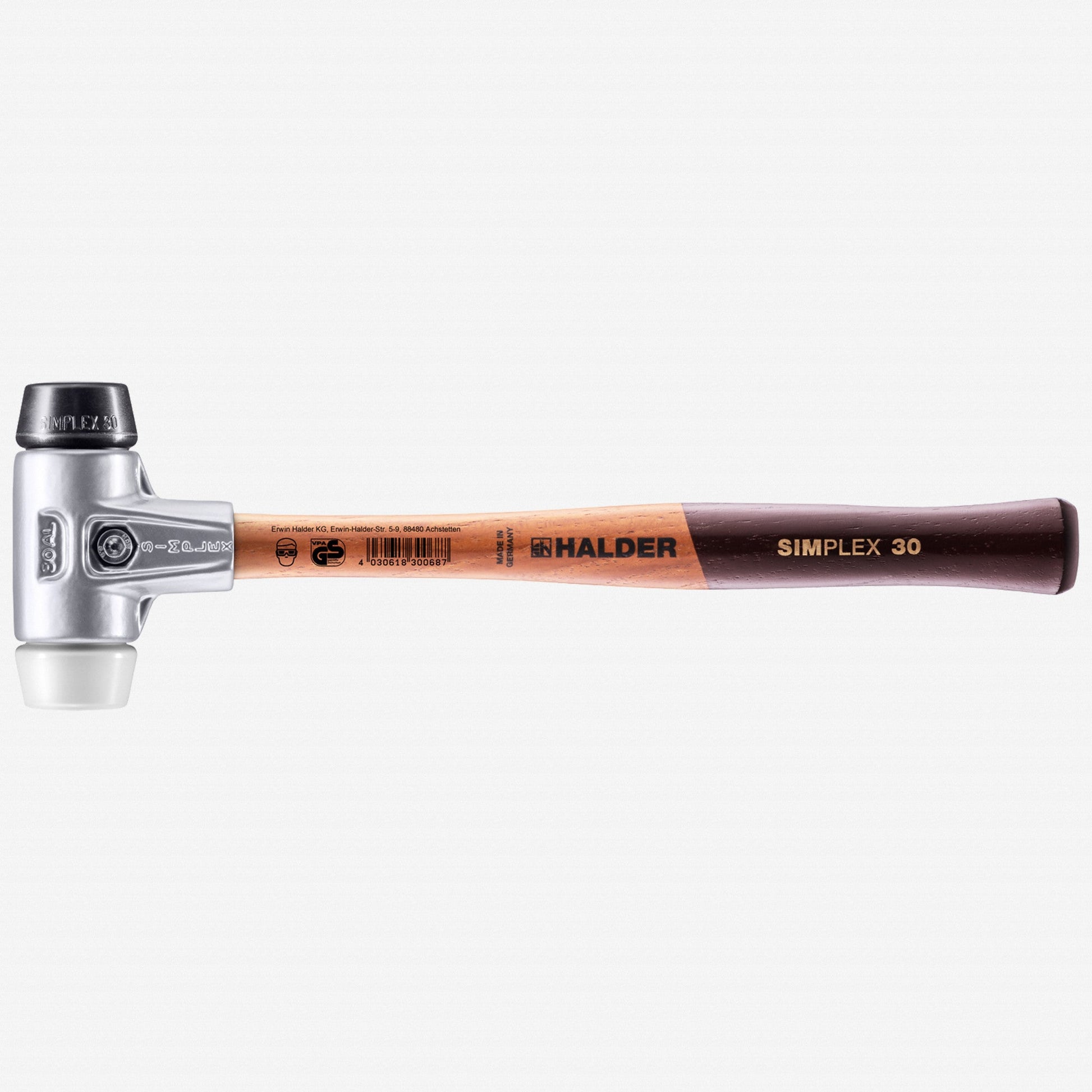 Halder Simplex Mallet with Black Rubber/Superplastic Inserts and Lightweight Aluminum Housing, 1.18" / 7.05 oz. - HA3127.030 - KC Tool