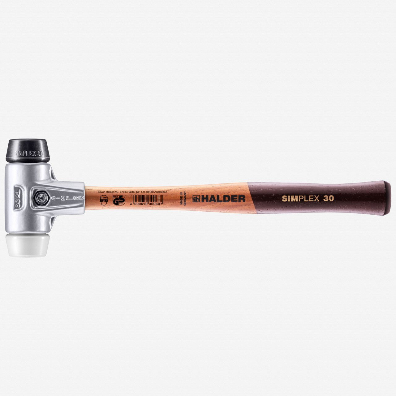 Halder Simplex Mallet with Black Rubber/Superplastic Inserts and Lightweight Aluminum Housing, 1.18" / 7.05 oz. - HA3127.030 - KC Tool