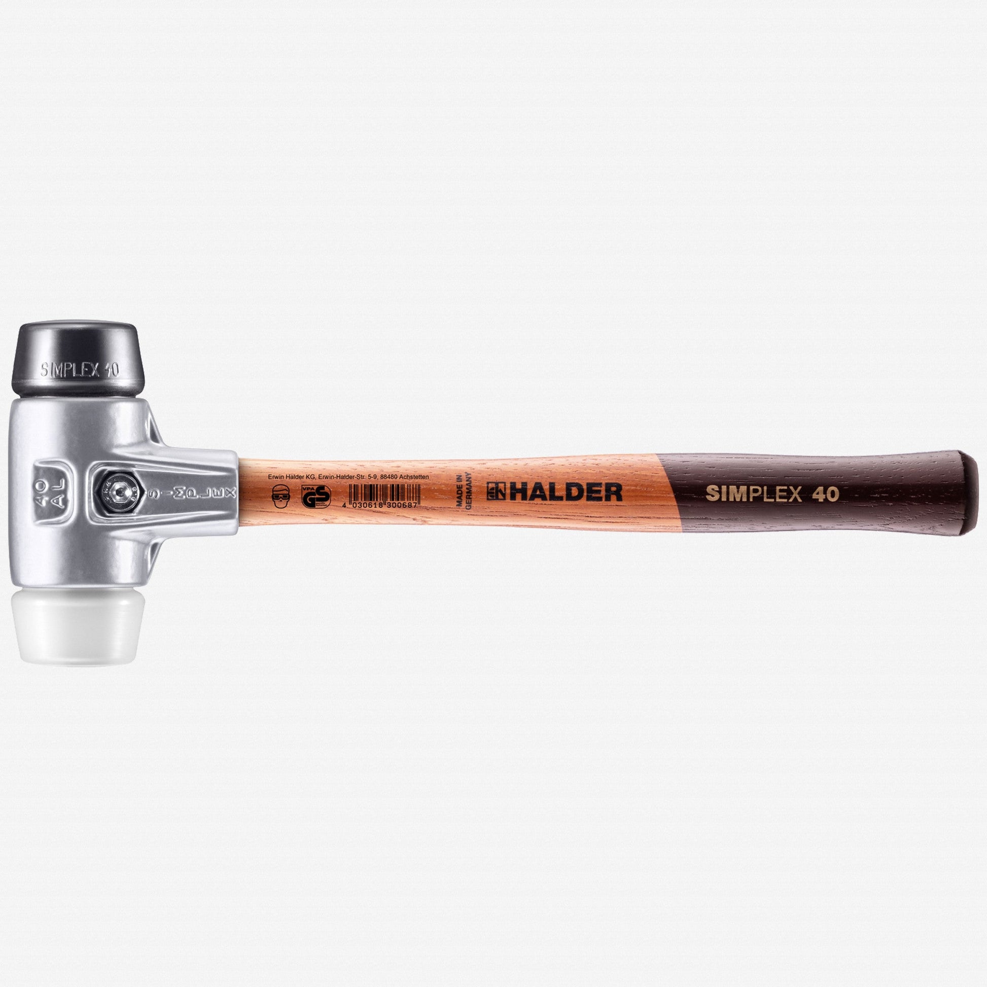 Halder Simplex Mallet with Black Rubber/Superplastic Inserts and Lightweight Aluminum Housing, 1.57" / 13.23 oz. - HA3127.040 - KC Tool