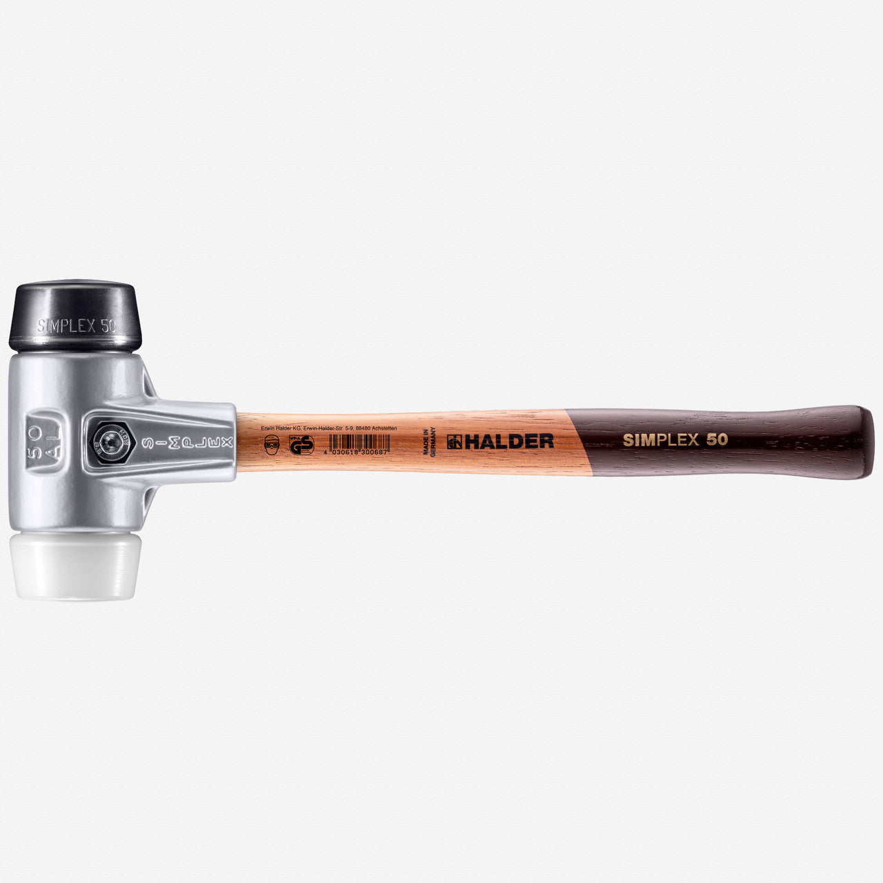 Halder Simplex Mallet with Black Rubber/Superplastic Inserts and Lightweight Aluminum Housing, 1.97" / 23.99 oz. - HA3127.050 - KC Tool