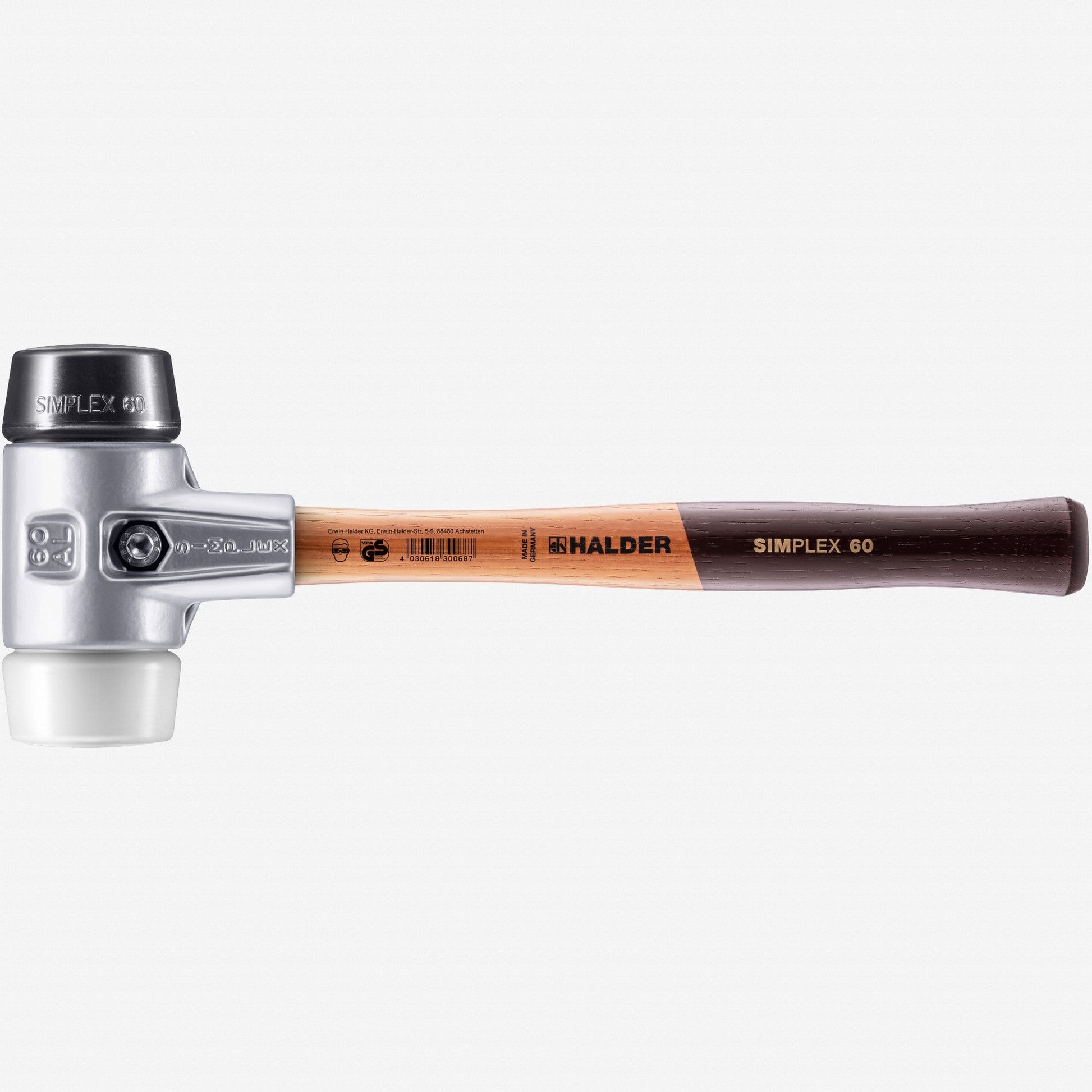 Halder Simplex Mallet with Black Rubber/Superplastic Inserts and Lightweight Aluminum Housing, 2.36" / 33.51 oz. - HA3127.060 - KC Tool