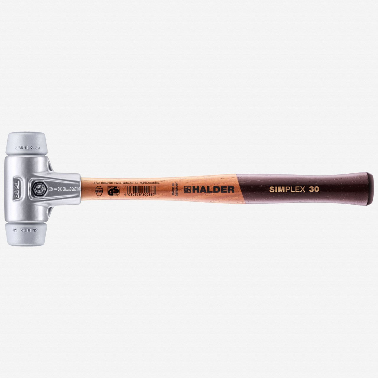 Halder Simplex Mallet with Grey Rubber Inserts and Lightweight Aluminum Housing, 1.18" / 7.23 oz. - HA3103.030 - KC Tool