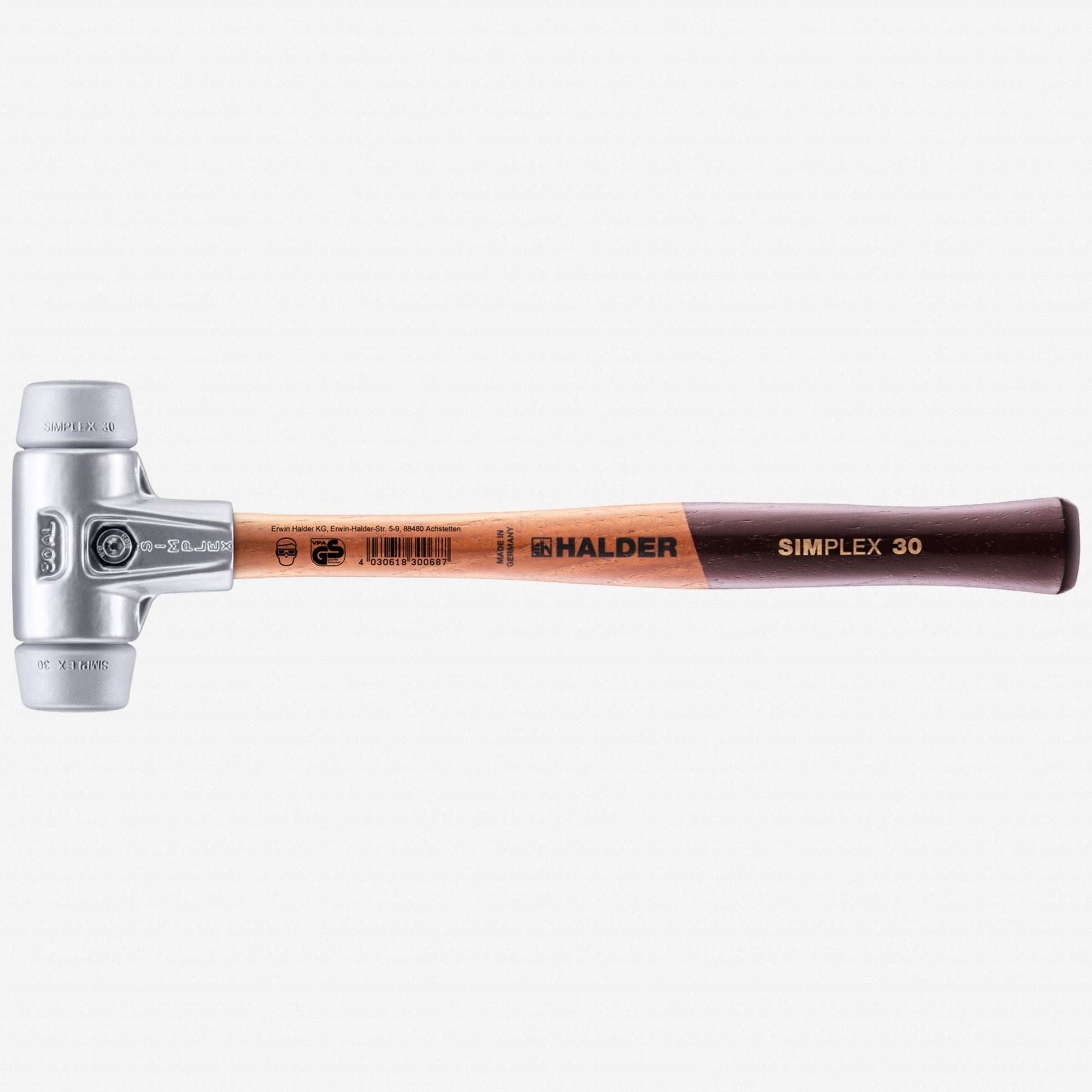 Halder Simplex Mallet with Grey Rubber Inserts and Lightweight Aluminum Housing, 1.18" / 7.23 oz. - HA3103.030 - KC Tool