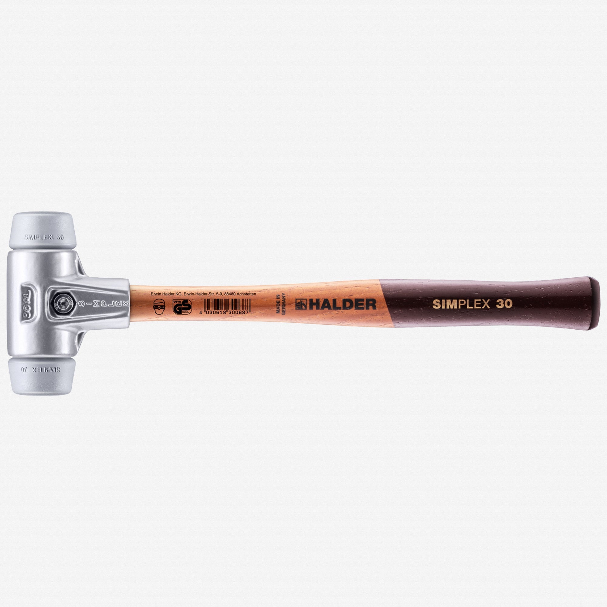Halder Simplex Mallet with Grey Rubber Inserts and Lightweight Aluminum Housing, 1.18" / 7.23 oz. - HA3103.030 - KC Tool