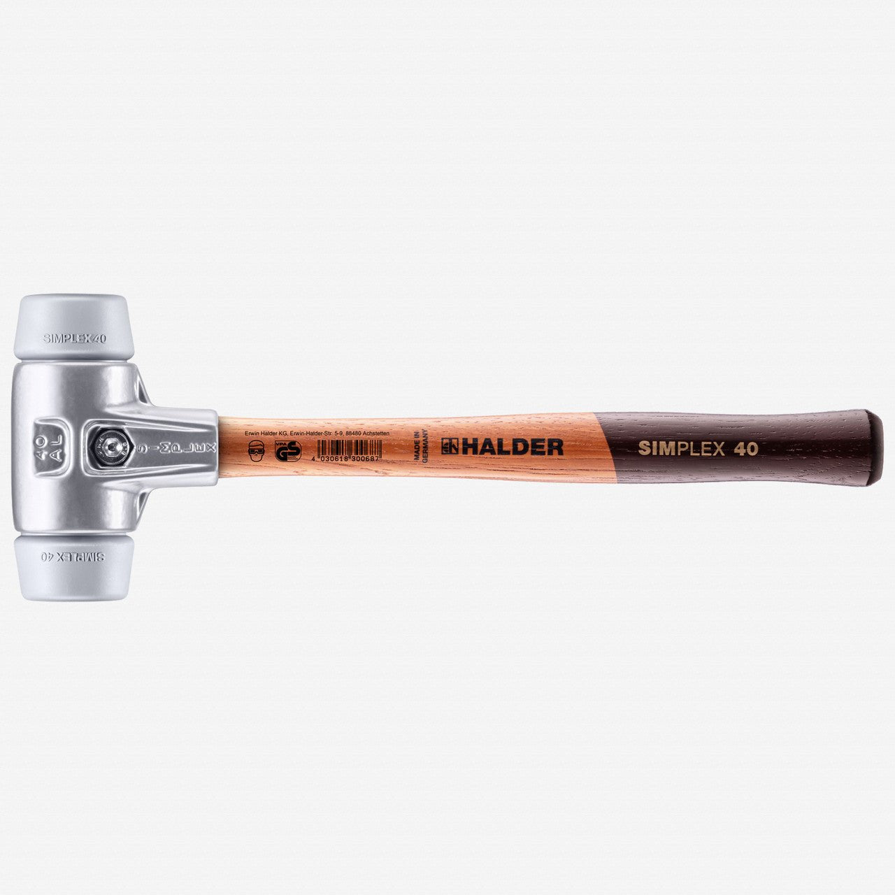 Halder Simplex Mallet with Grey Rubber Inserts and Lightweight Aluminum Housing, 1.57" / 12.7 oz. - HA3103.040 - KC Tool