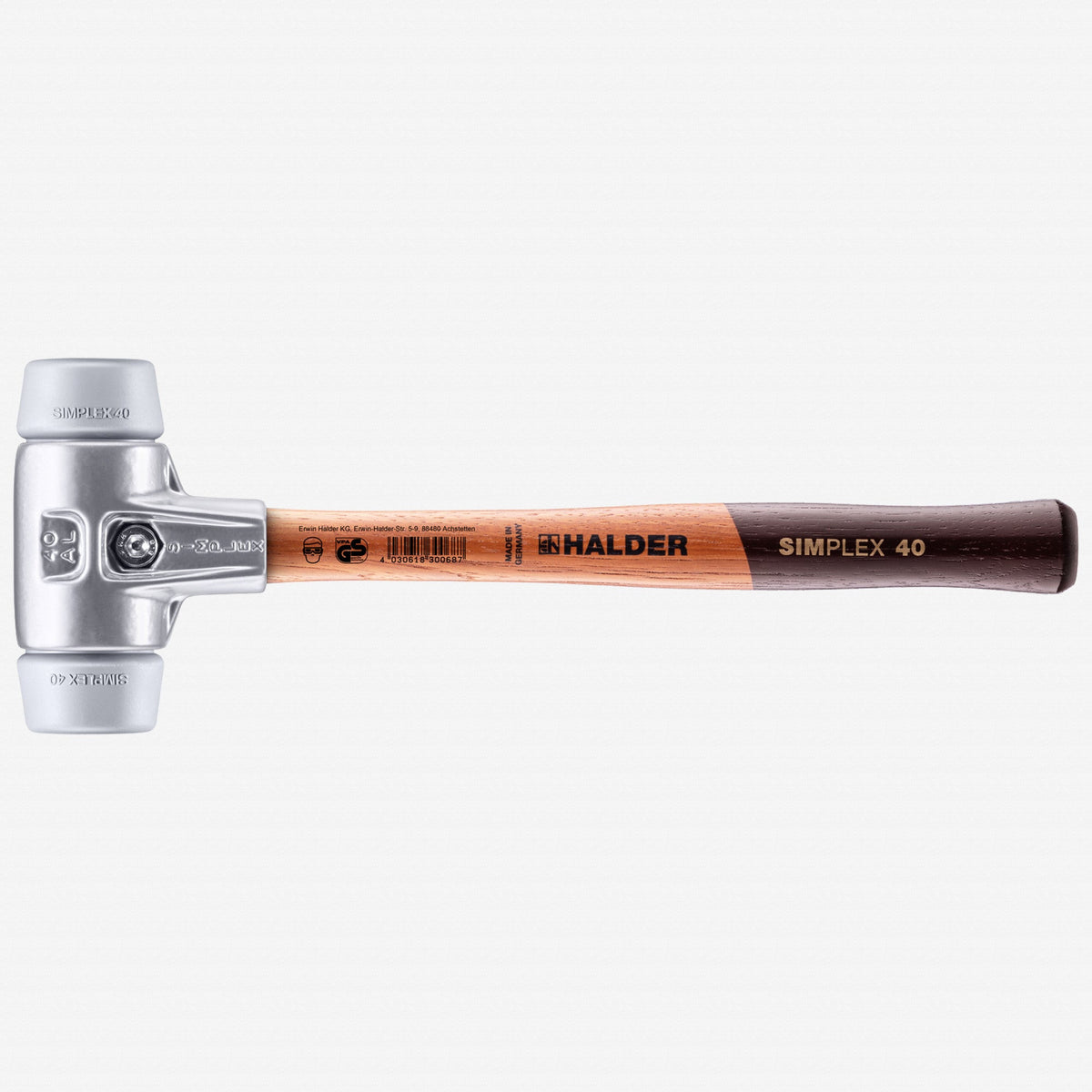 Halder Simplex Mallet with Grey Rubber Inserts and Lightweight Aluminum Housing, 1.57" / 12.7 oz. - HA3103.040 - KC Tool