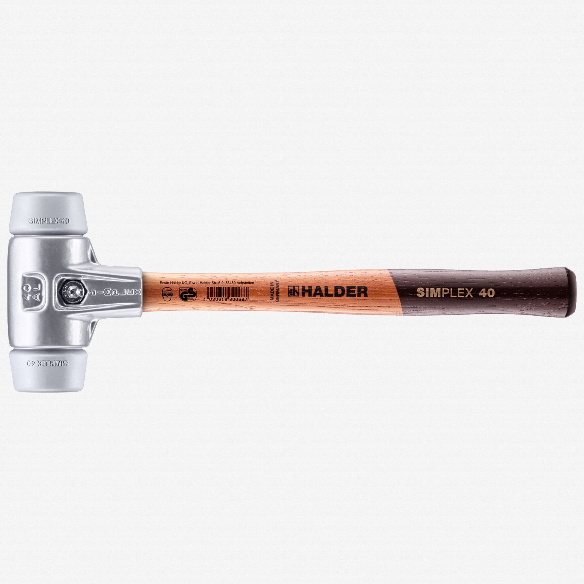 Halder Simplex Mallet with Grey Rubber Inserts and Lightweight Aluminum Housing, 1.57" / 12.7 oz. - HA3103.040 - KC Tool