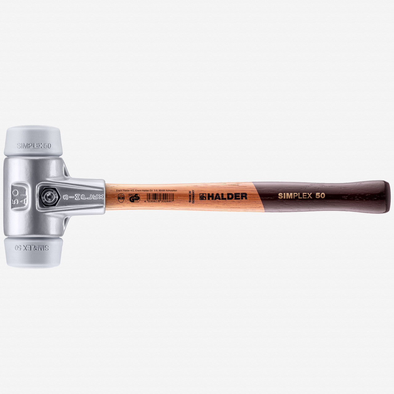 Halder Simplex Mallet with Grey Rubber Inserts and Lightweight Aluminum Housing, 1.97" / 22.4 oz. - HA3103.050 - KC Tool