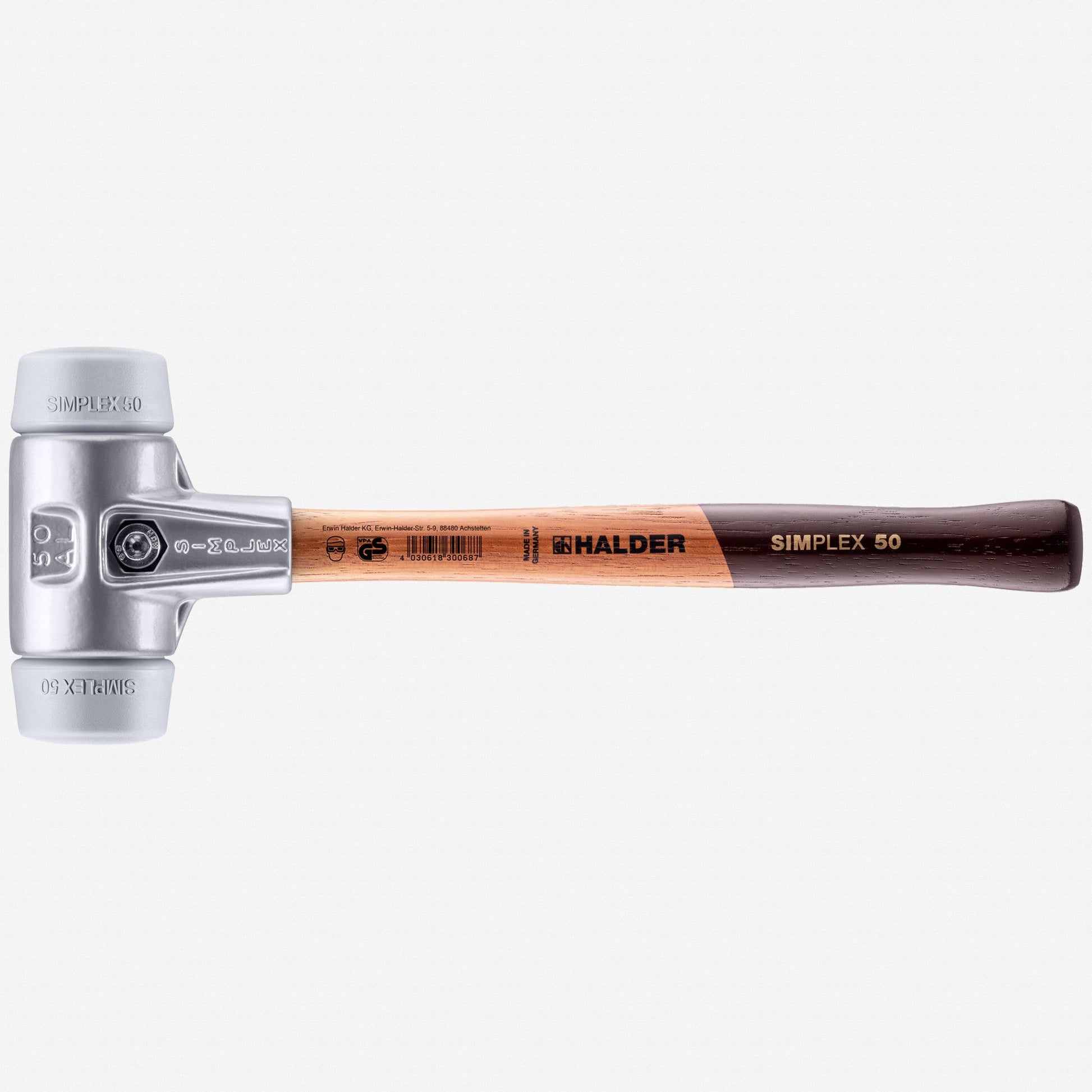Halder Simplex Mallet with Grey Rubber Inserts and Lightweight Aluminum Housing, 1.97" / 22.4 oz. - HA3103.050 - KC Tool