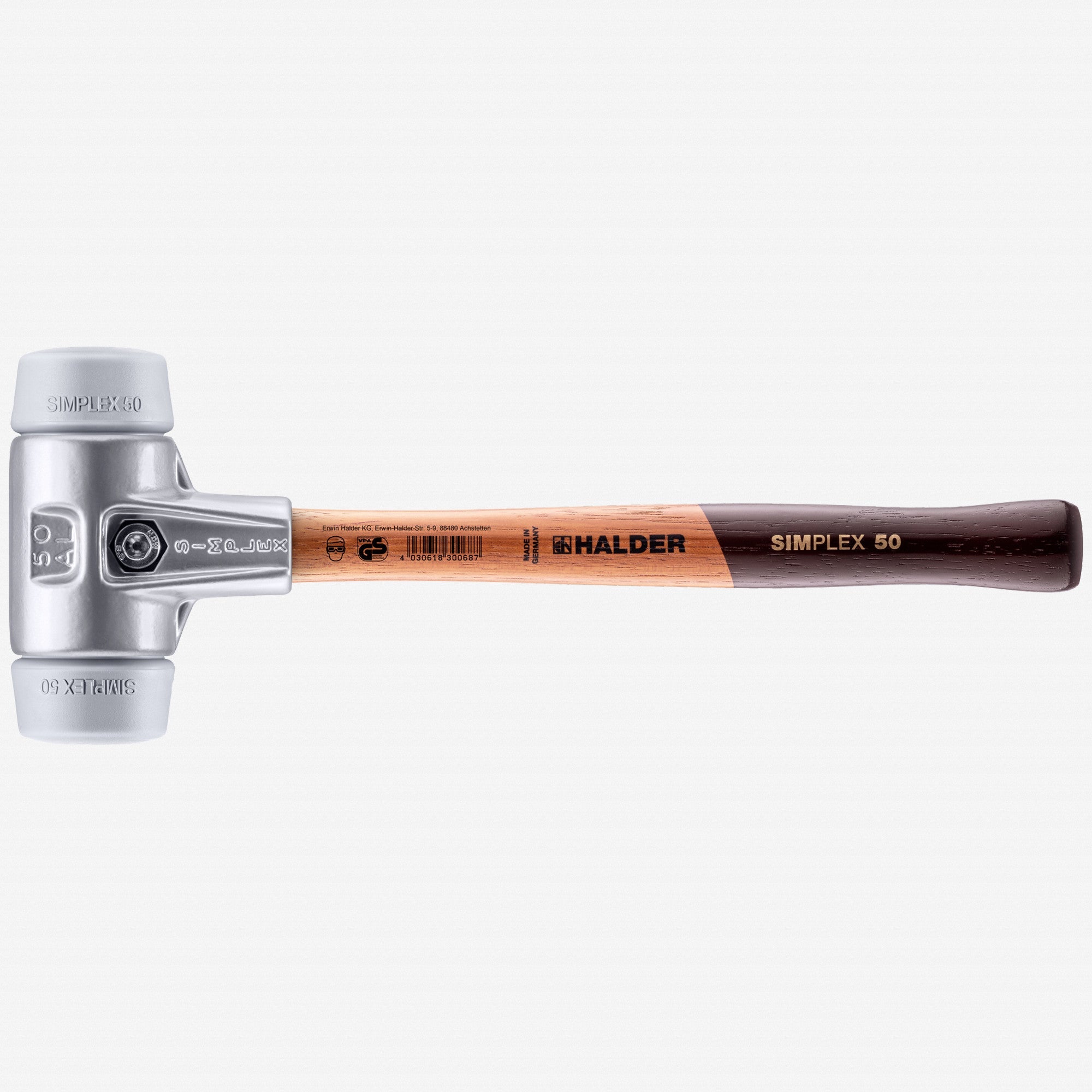Halder Simplex Mallet with Grey Rubber Inserts and Lightweight Aluminum Housing, 1.97" / 22.4 oz. - HA3103.050 - KC Tool