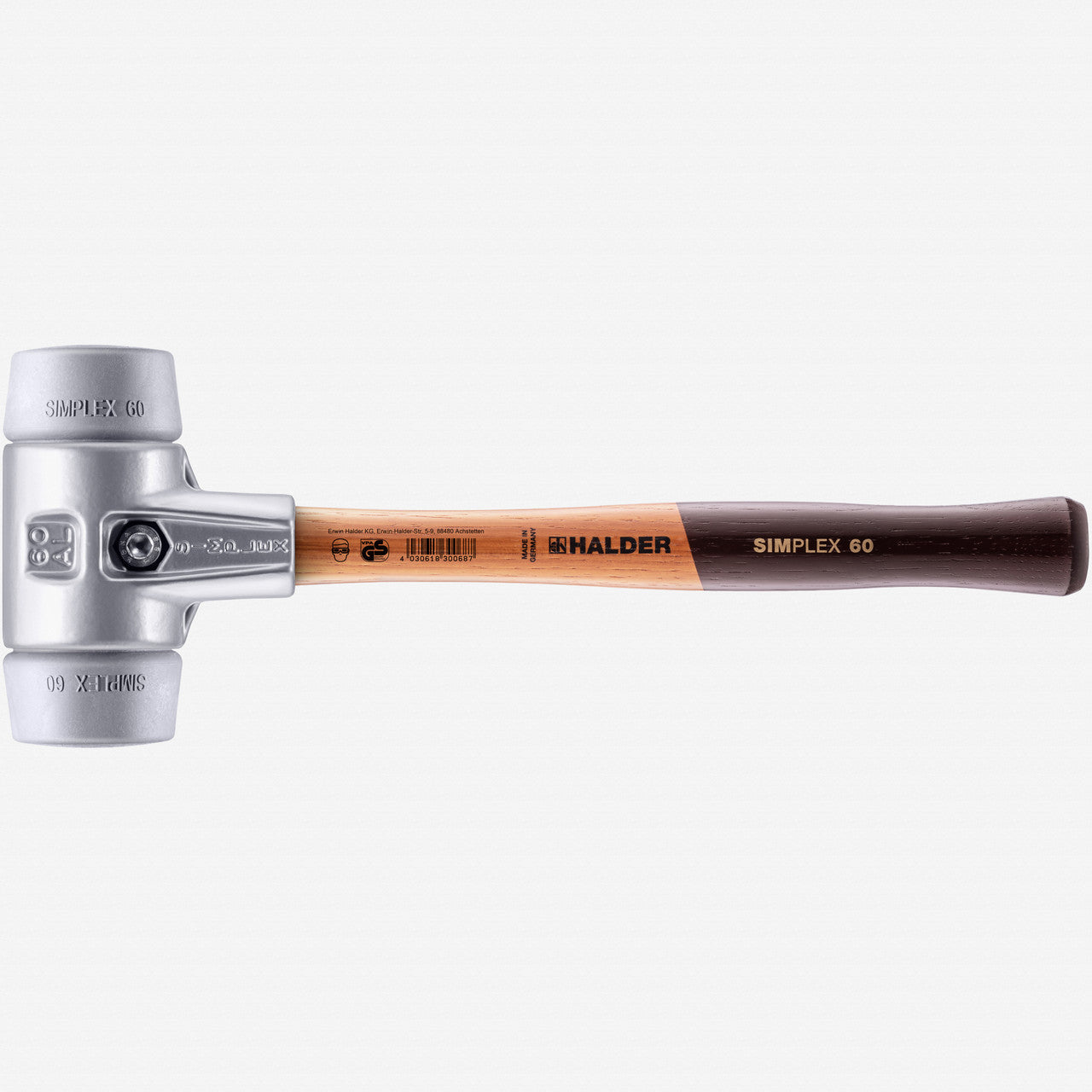 Halder Simplex Mallet with Grey Rubber Inserts and Lightweight Aluminum Housing, 2.36" / 29.1 oz. - HA3103.060 - KC Tool