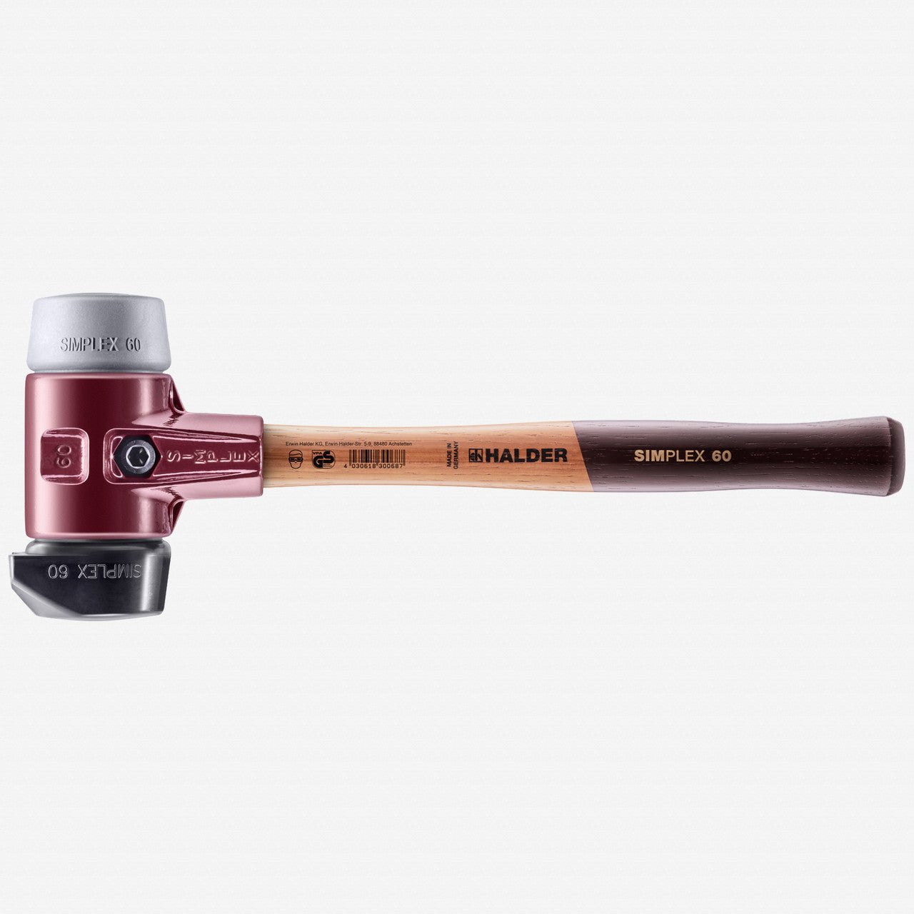 Halder Simplex Mallet with Grey Rubber/STAND - UP Black Rubber Inserts and Cast Iron Housing, 2.36" / 55.38 oz. - HA3023.260 - KC Tool