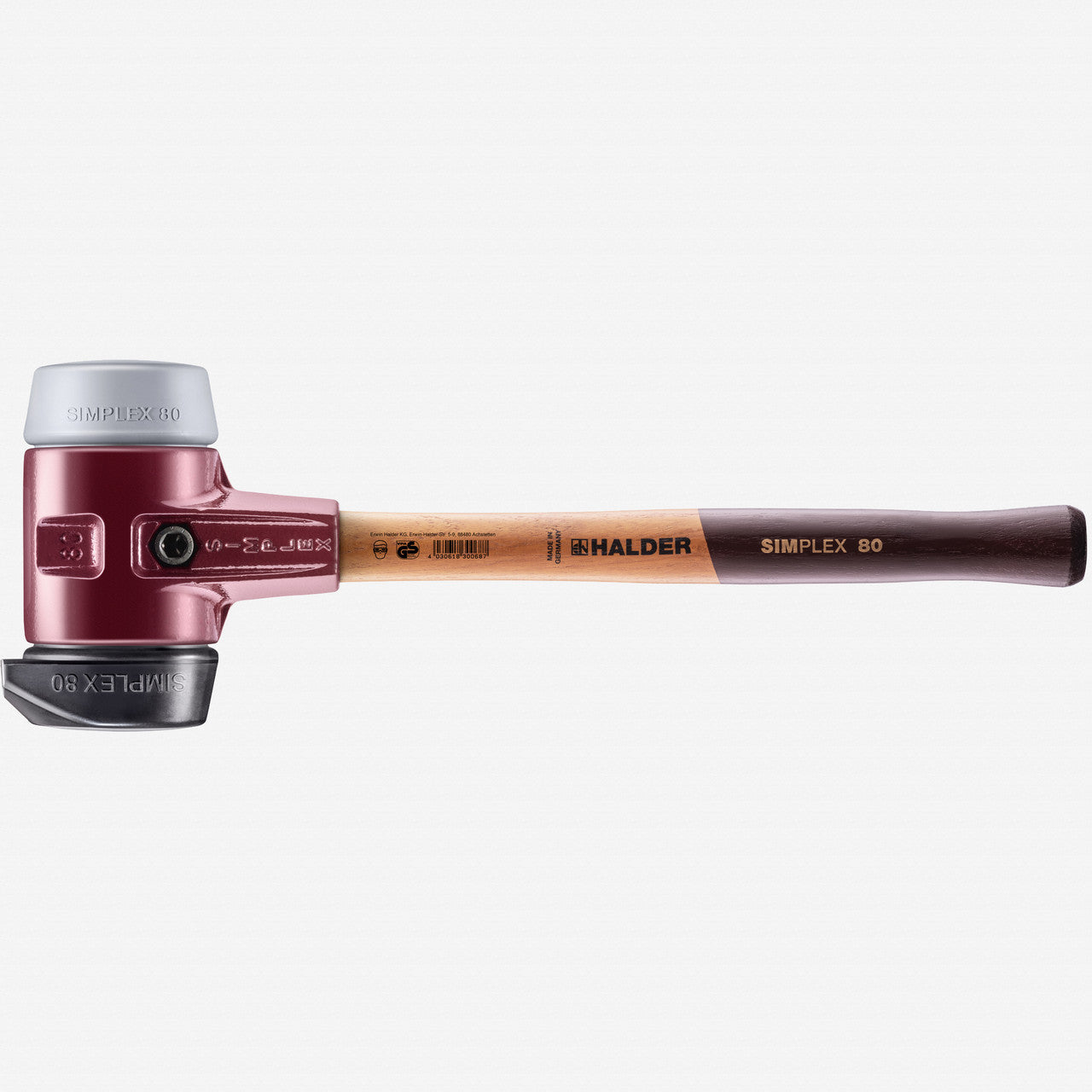 Halder Simplex Mallet with Grey Rubber/STAND - UP Black Rubber Inserts and Cast Iron Housing, 3.15" / 101.41 oz. - HA3023.280 - KC Tool
