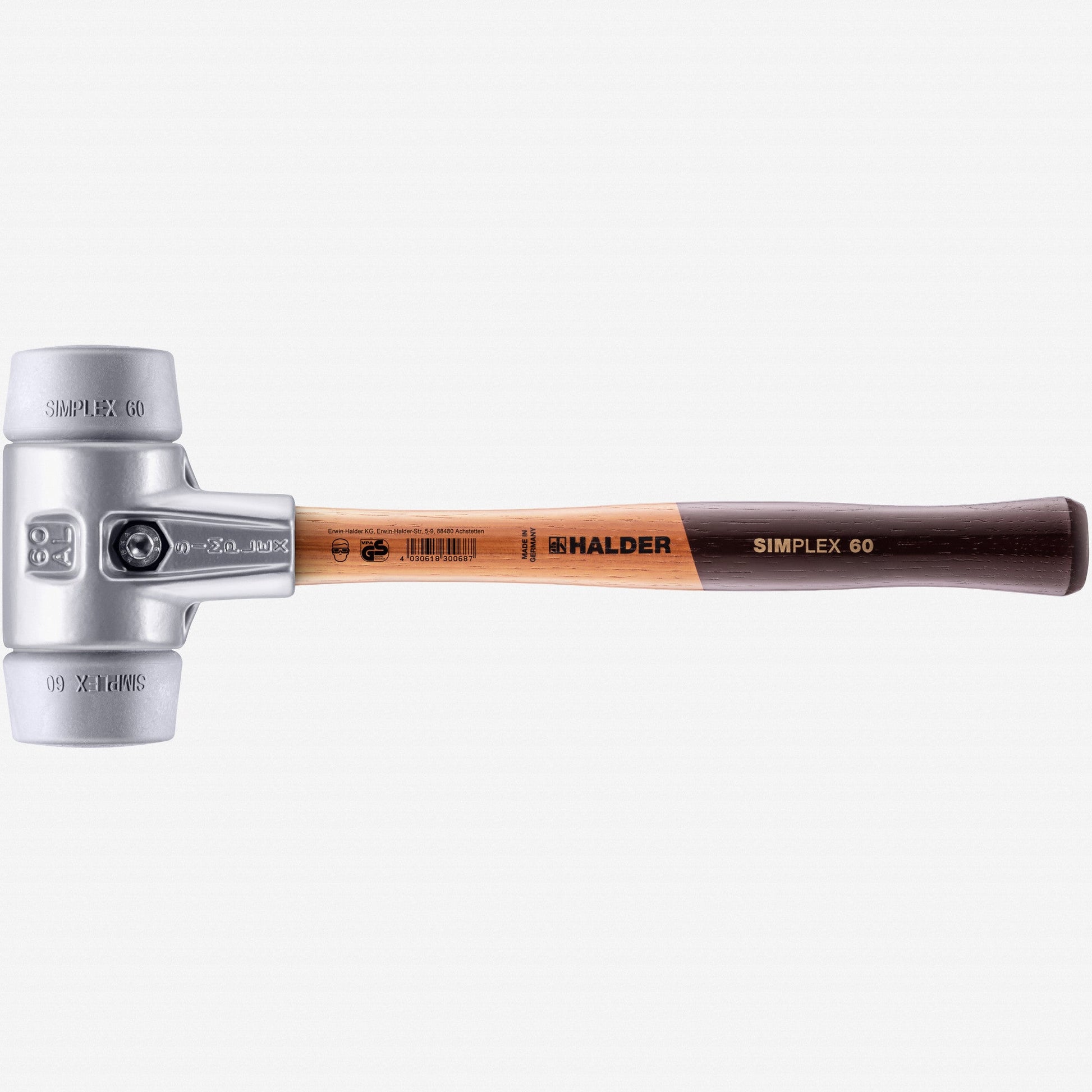 Halder Simplex Mallet with Grey TPE Inserts and Lightweight Aluminum Housing, 2.36" / 29.1 oz. - HA3103.060 - KC Tool