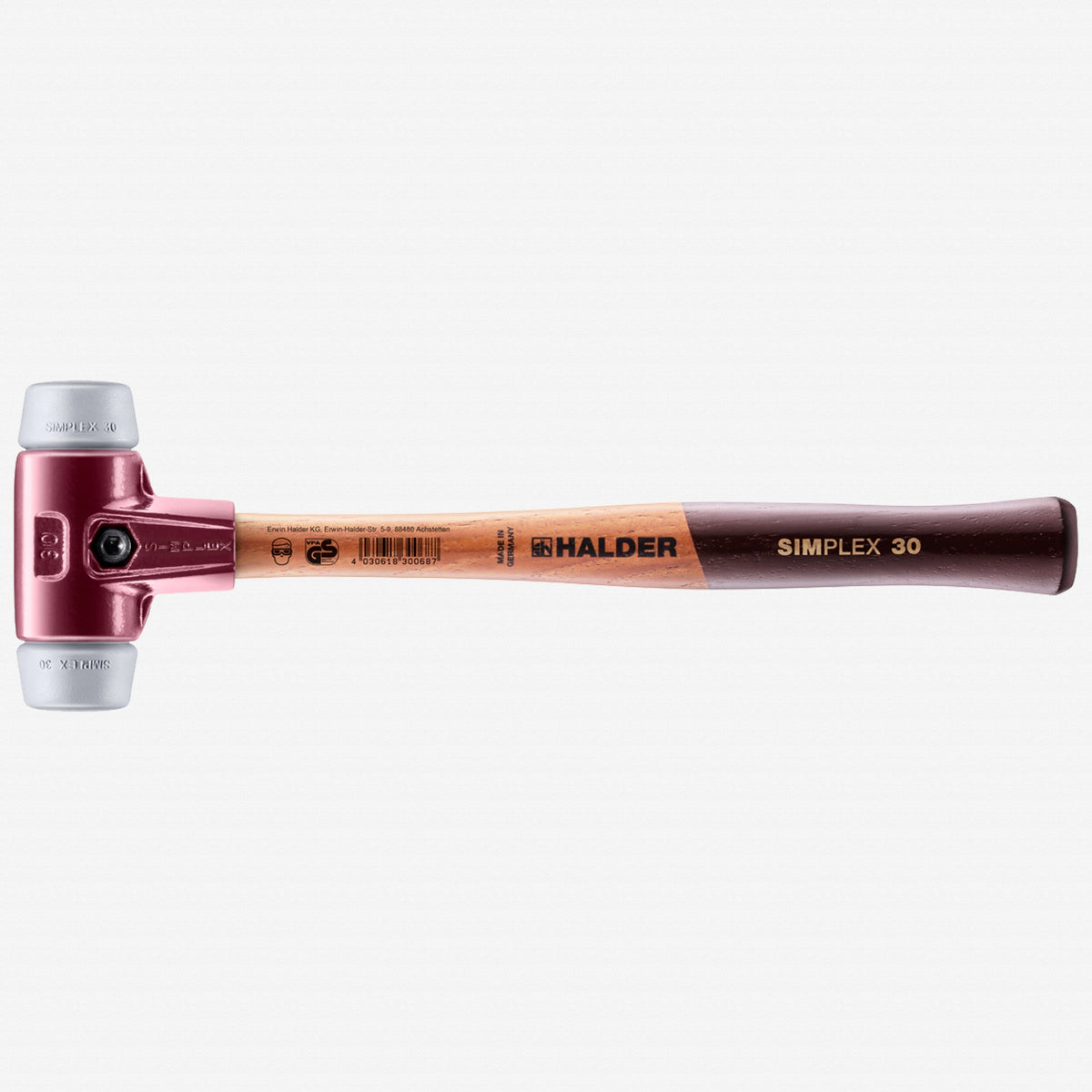 Halder Simplex Mallet with Non-Marring Grey Rubber Inserts and Cast Iron Housing, 1.18" / 11.82 oz. - HA3003.030 - KC Tool