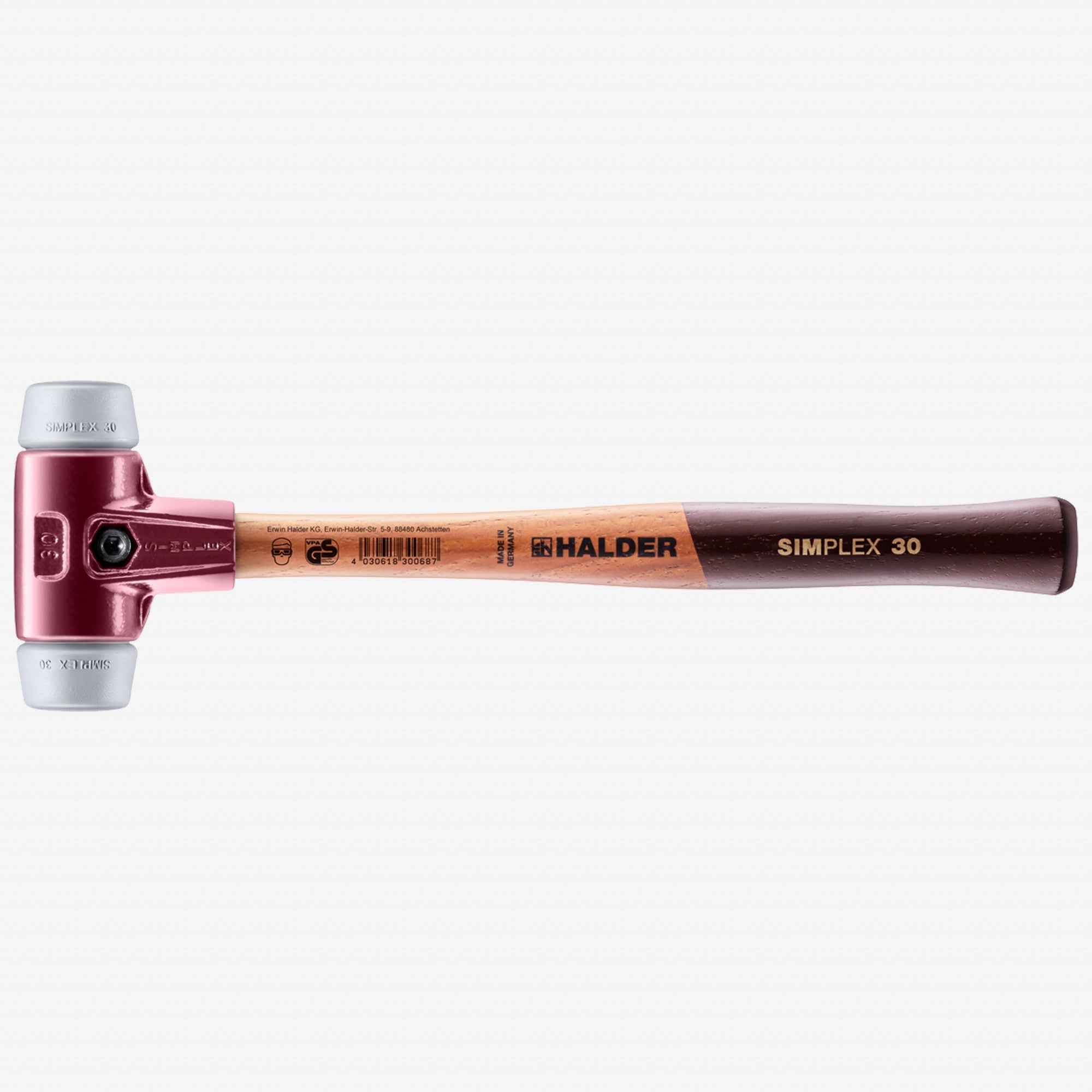 Halder Simplex Mallet with Non-Marring Grey Rubber Inserts and Cast Iron Housing, 1.18" / 11.82 oz. - HA3003.030 - KC Tool