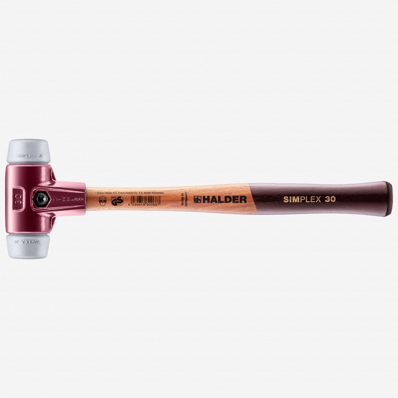 Halder Simplex Mallet with Non - Marring Grey Rubber Inserts and Cast Iron Housing, 1.18" / 11.82 oz. - HA3003.030 - KC Tool