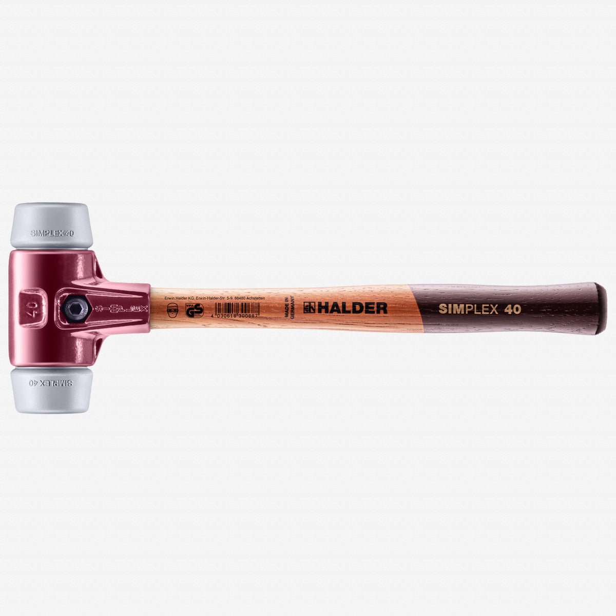 Halder Simplex Mallet with Non-Marring Grey Rubber Inserts and Cast Iron Housing, 1.57" / 21.16 oz. - HA3003.040 - KC Tool