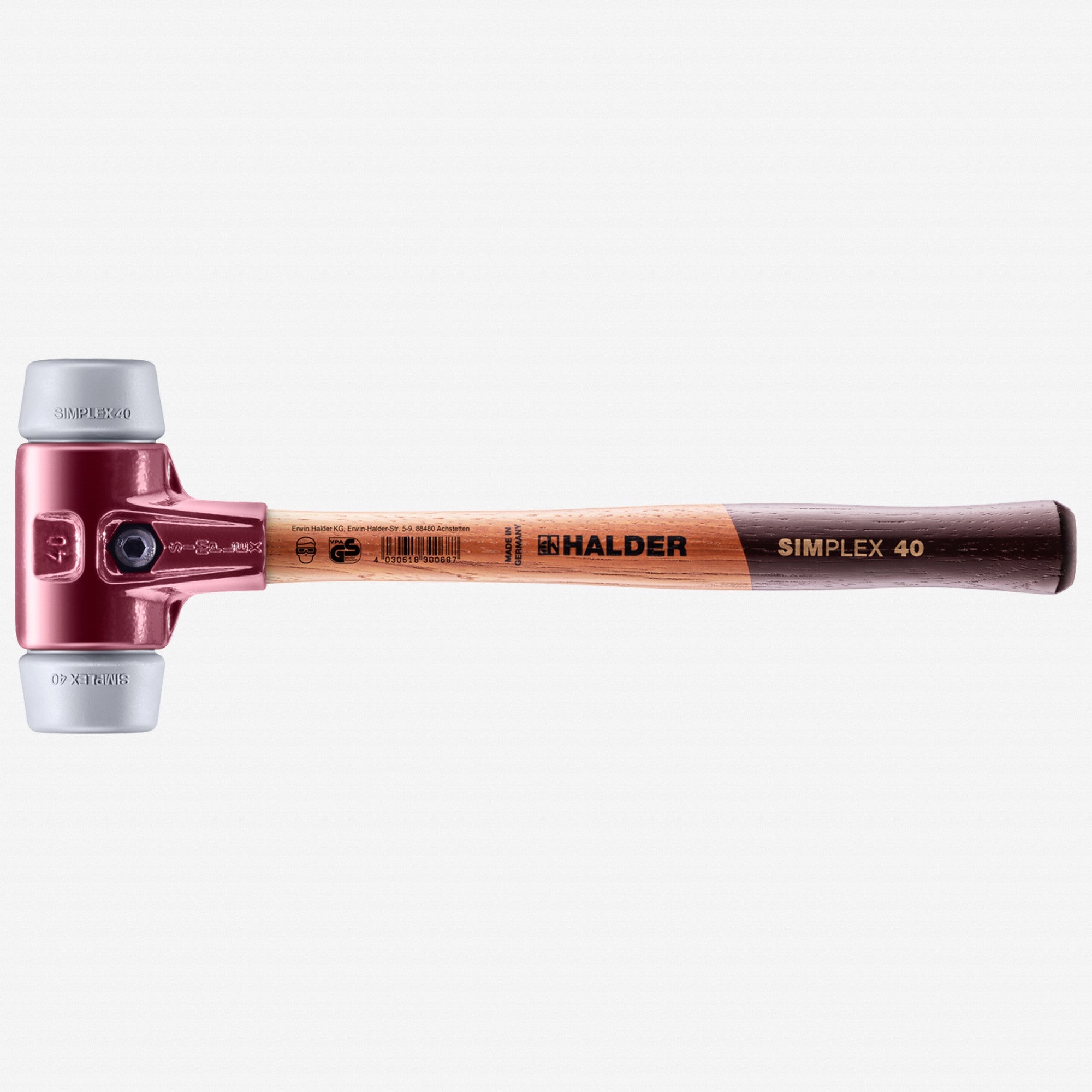 Halder Simplex Mallet with Non-Marring Grey Rubber Inserts and Cast Iron Housing, 1.57" / 21.16 oz. - HA3003.040 - KC Tool