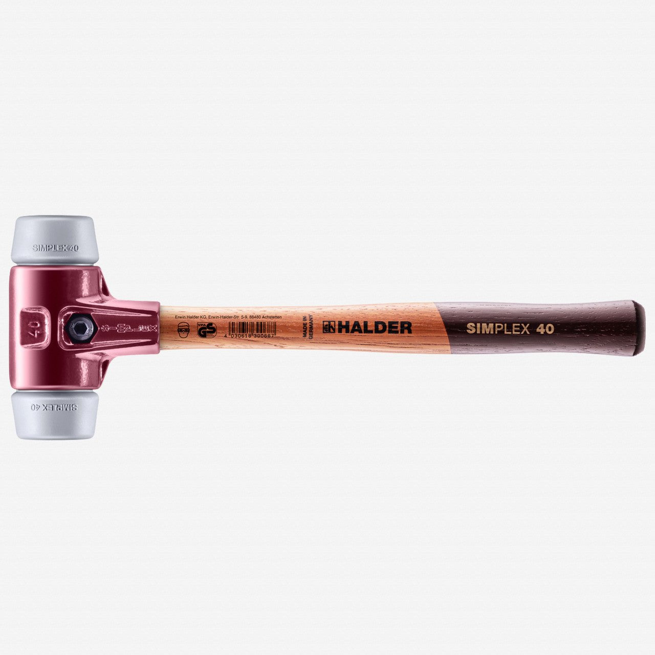 Halder Simplex Mallet with Non - Marring Grey Rubber Inserts and Cast Iron Housing, 1.57" / 21.16 oz. - HA3003.040 - KC Tool