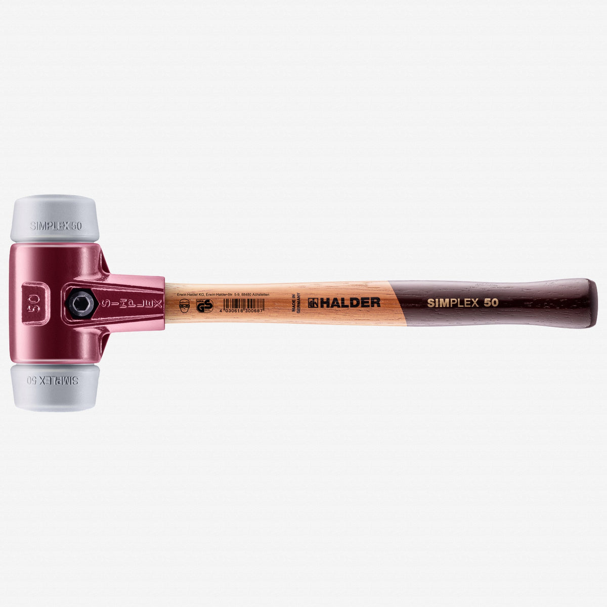 Halder Simplex Mallet with Non-Marring Grey Rubber Inserts and Cast Iron Housing, 1.97" / 37.74 oz. - HA3003.050 - KC Tool