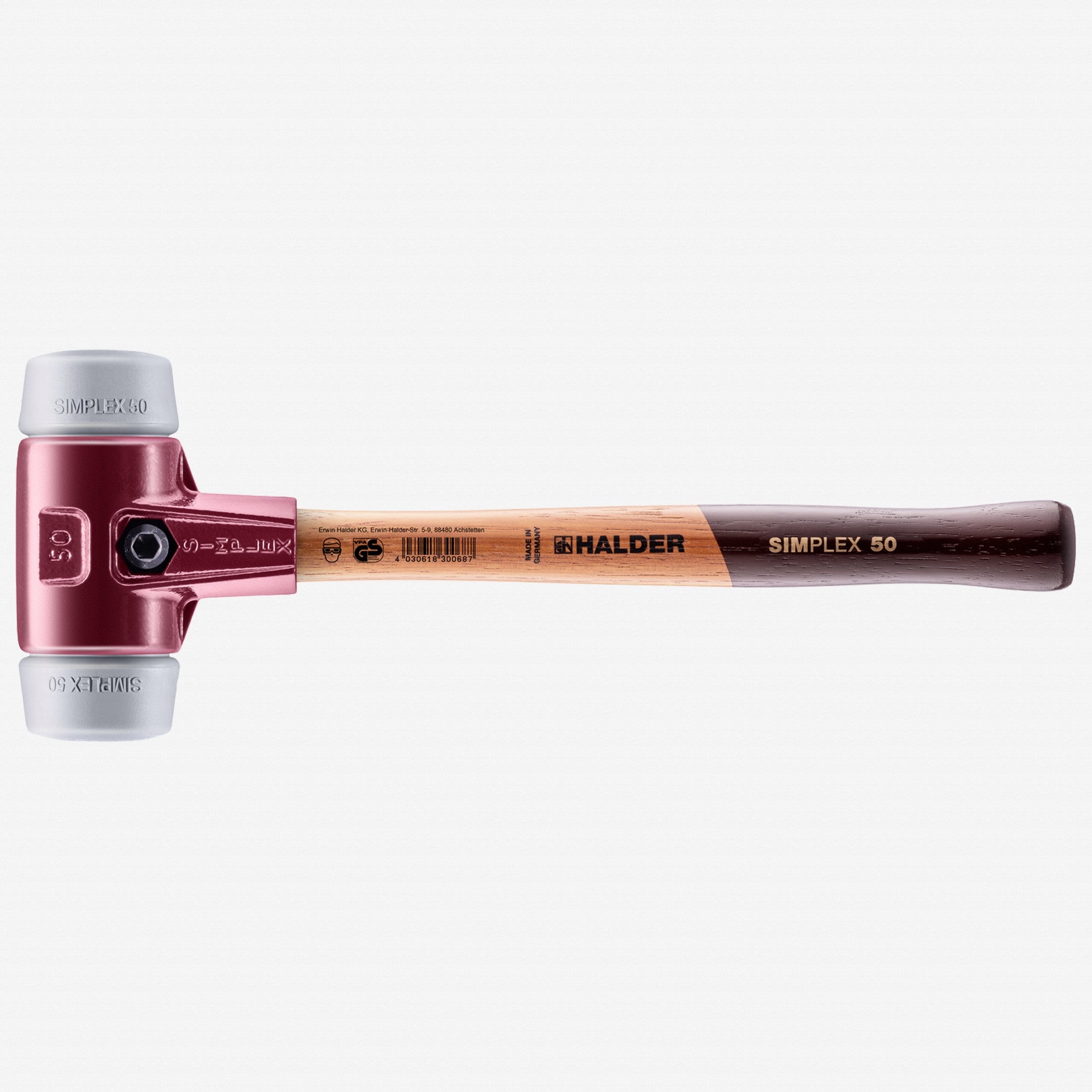 Halder Simplex Mallet with Non-Marring Grey Rubber Inserts and Cast Iron Housing, 1.97" / 37.74 oz. - HA3003.050 - KC Tool