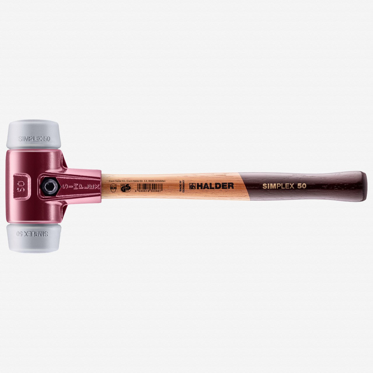 Halder Simplex Mallet with Non - Marring Grey Rubber Inserts and Cast Iron Housing, 1.97" / 37.74 oz. - HA3003.050 - KC Tool