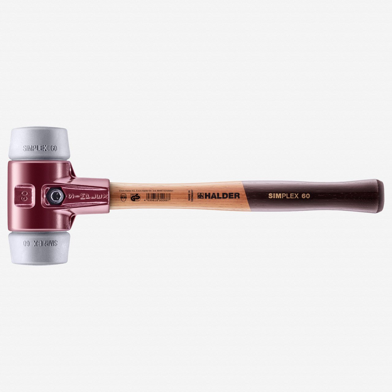 Halder Simplex Mallet with Non - Marring Grey Rubber Inserts and Cast Iron Housing, 2.36" / 50.09 oz. - HA3003.060 - KC Tool