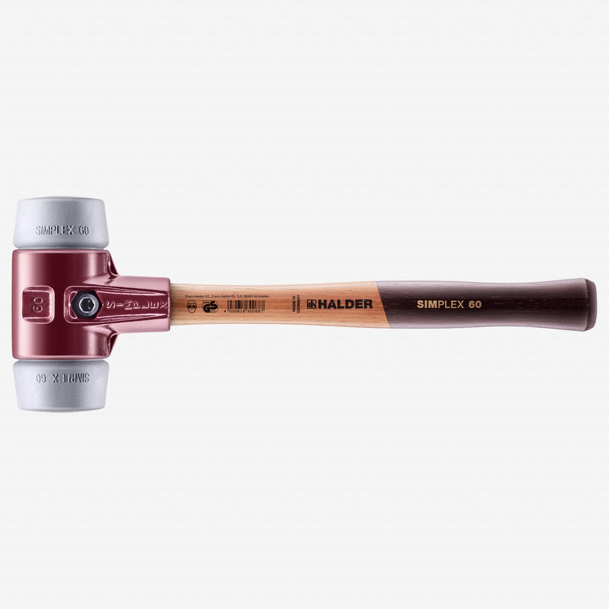 Halder Simplex Mallet with Non-Marring Grey Rubber Inserts and Cast Iron Housing, 2.36" / 50.09 oz. - HA3003.060 - KC Tool