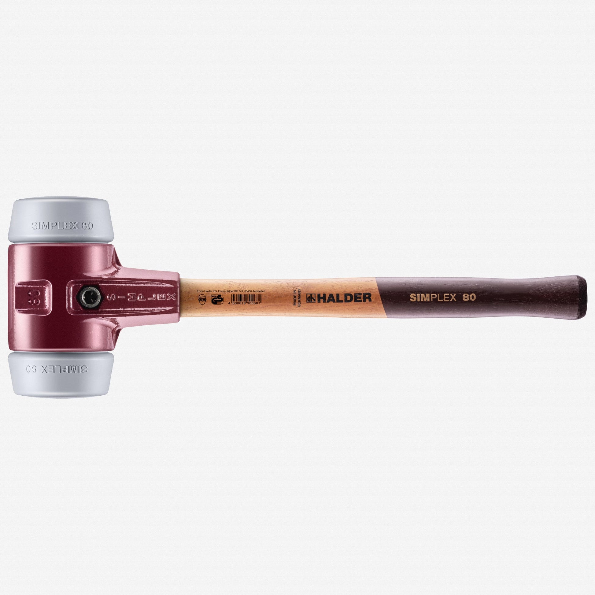 Halder Simplex Mallet with Non-Marring Grey Rubber Inserts and Cast Iron Housing, 3.15" / 96.83 oz. - HA3003.080 - KC Tool