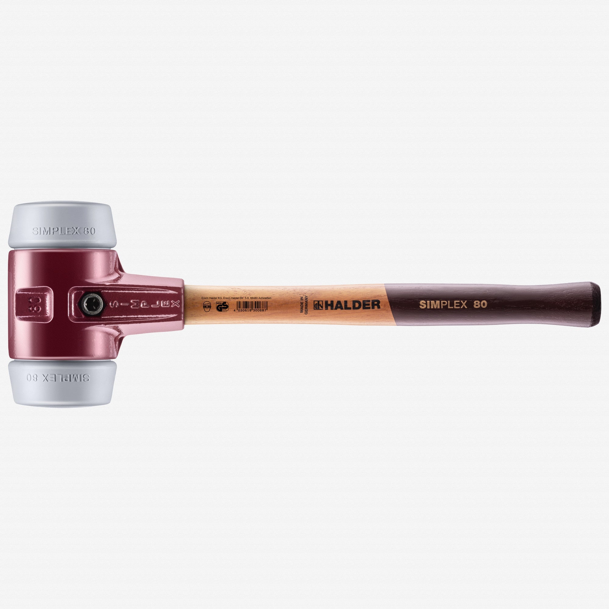 Halder Simplex Mallet with Non-Marring Grey Rubber Inserts and Cast Iron Housing, 3.15" / 96.83 oz. - HA3003.080 - KC Tool