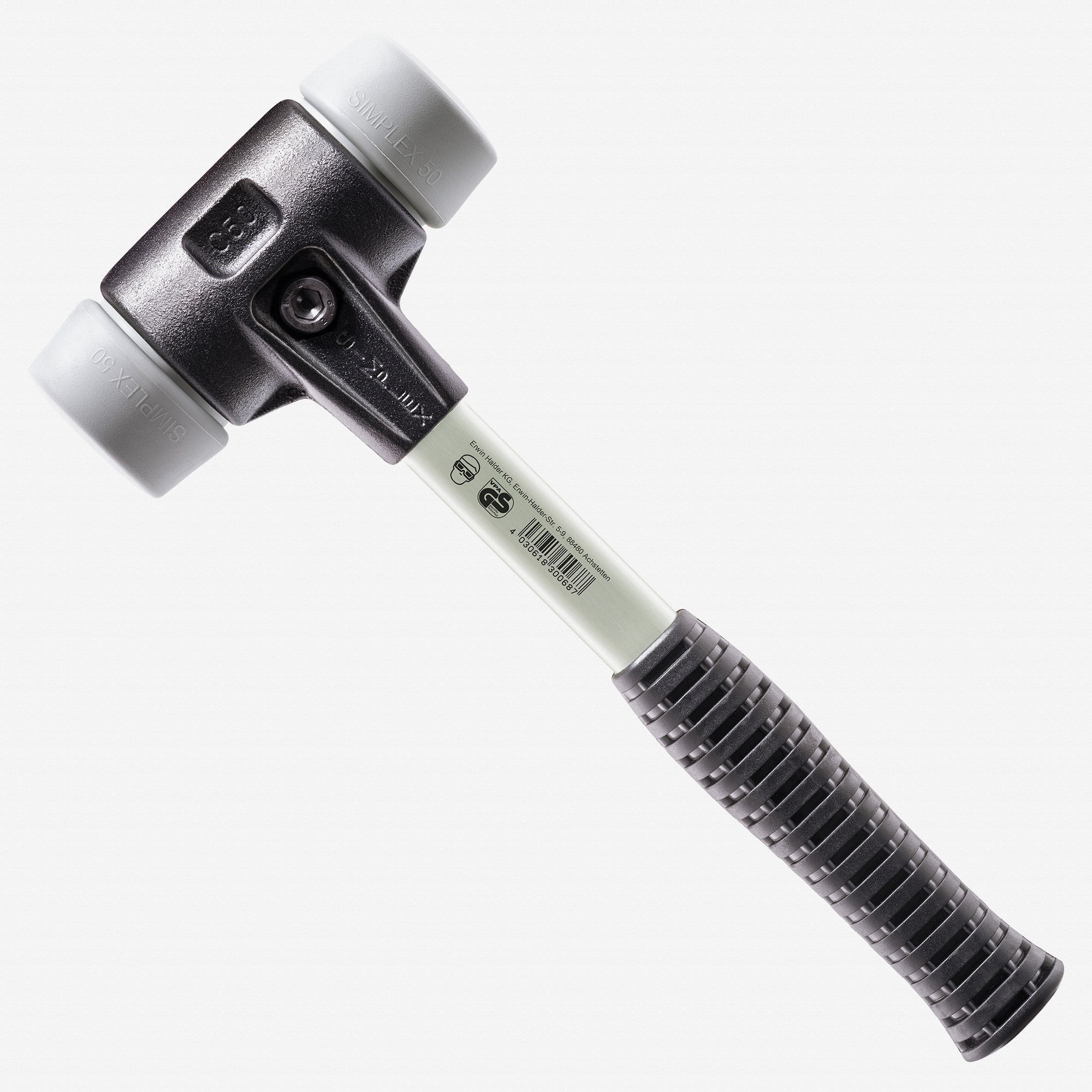 Halder Simplex Mallet with Non-Marring Grey Rubber Inserts and Heavy Duty Reinforced Housing, 1.57" / 29.98 oz. - HA3703.040 - KC Tool