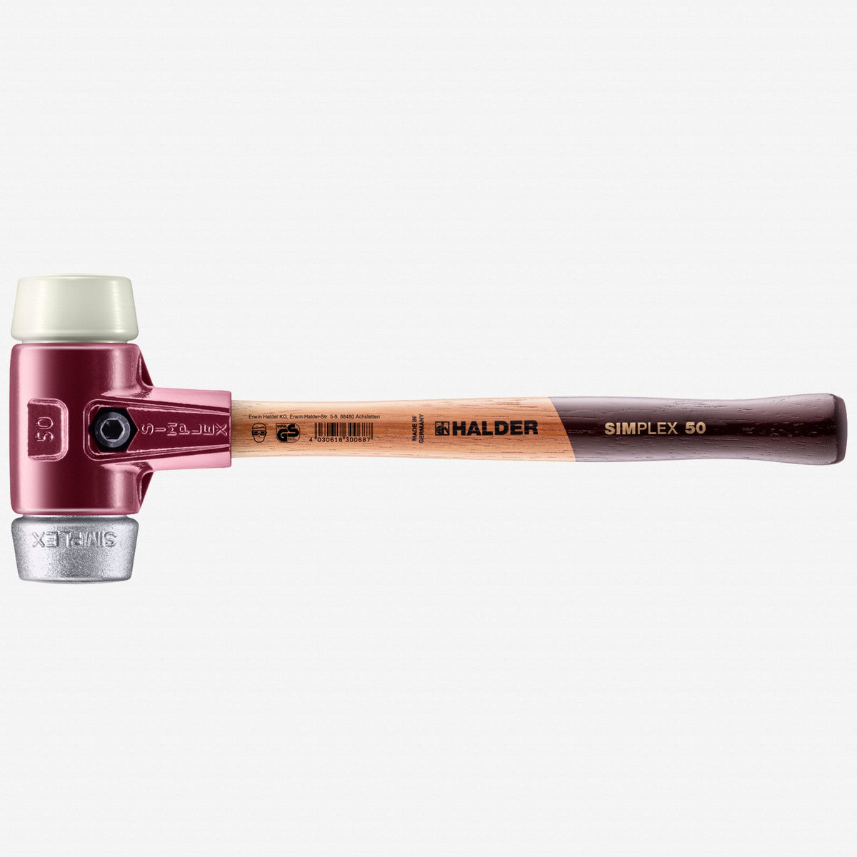 Halder Simplex Mallet with Nylon and Aluminum Inserts / Cast Iron Housing and Wood Handle, 1.97" / 44.62 oz. - HA3089.050 - KC Tool