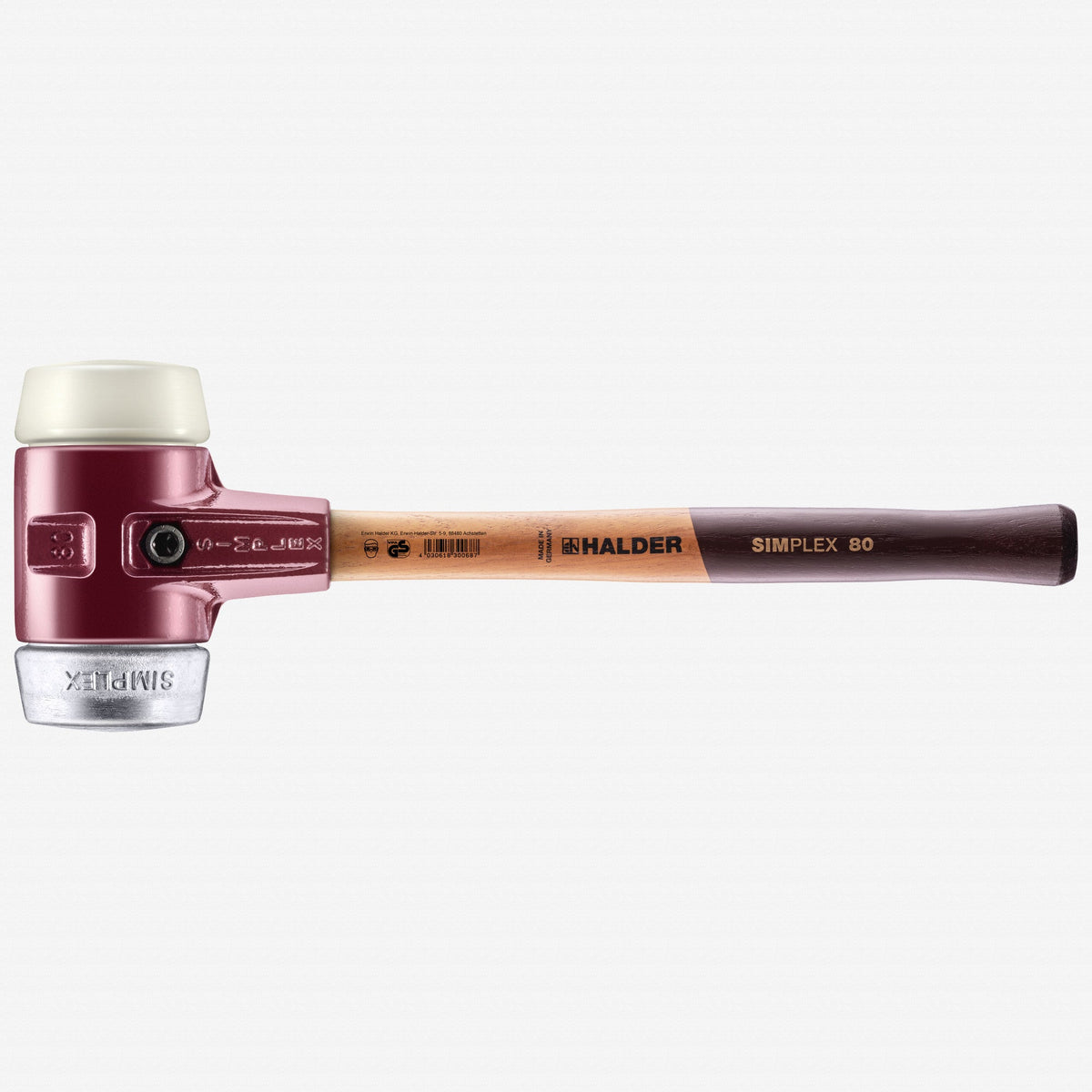 Halder Simplex Mallet with Nylon and Aluminum Inserts / Cast Iron Housing and Wood Handle, 3.15" / 122.05 oz. - HA3089.080 - KC Tool