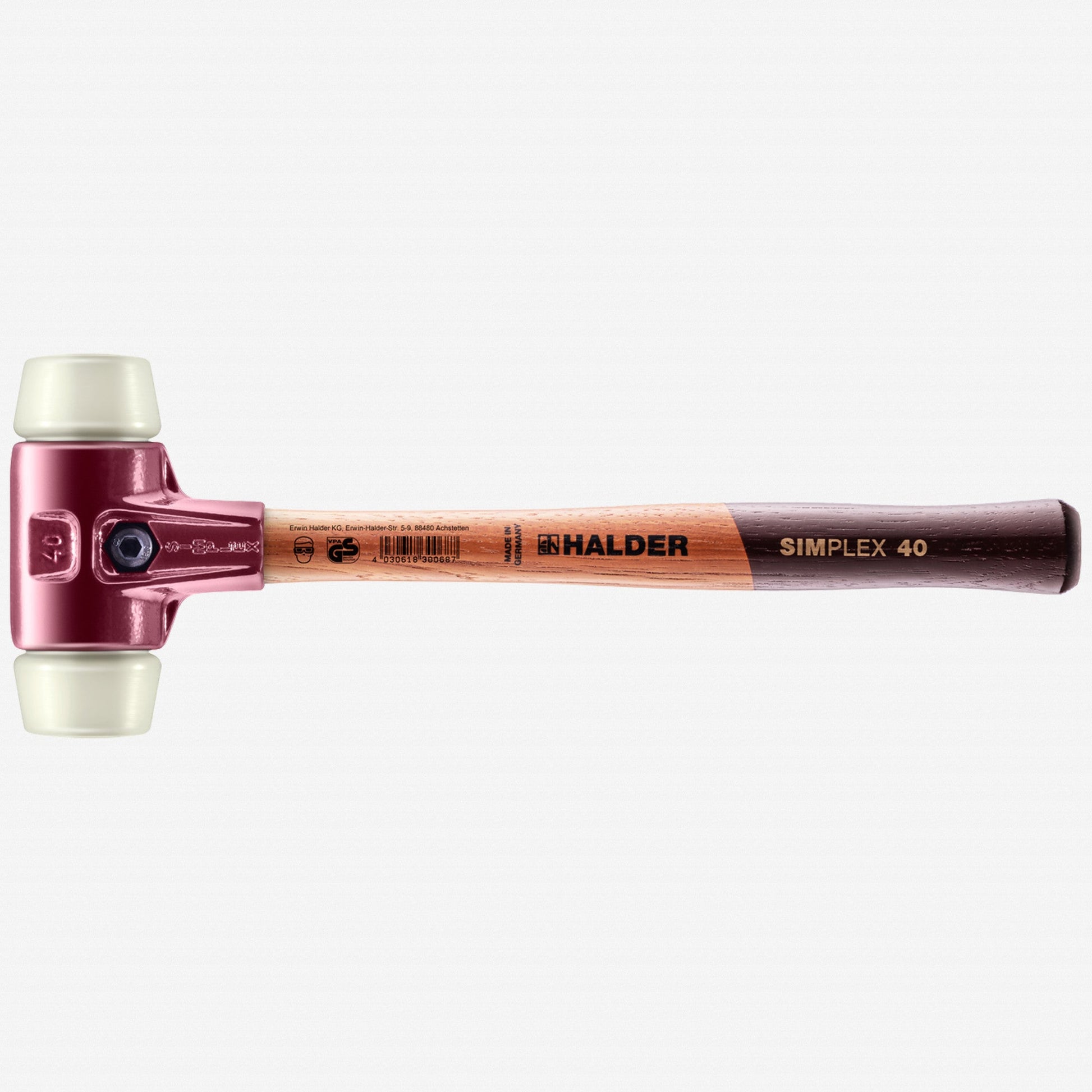 Halder Simplex Mallet with Nylon Inserts and Cast Iron Housing, 1.57" / 22.93 oz. - HA3008.040 - KC Tool