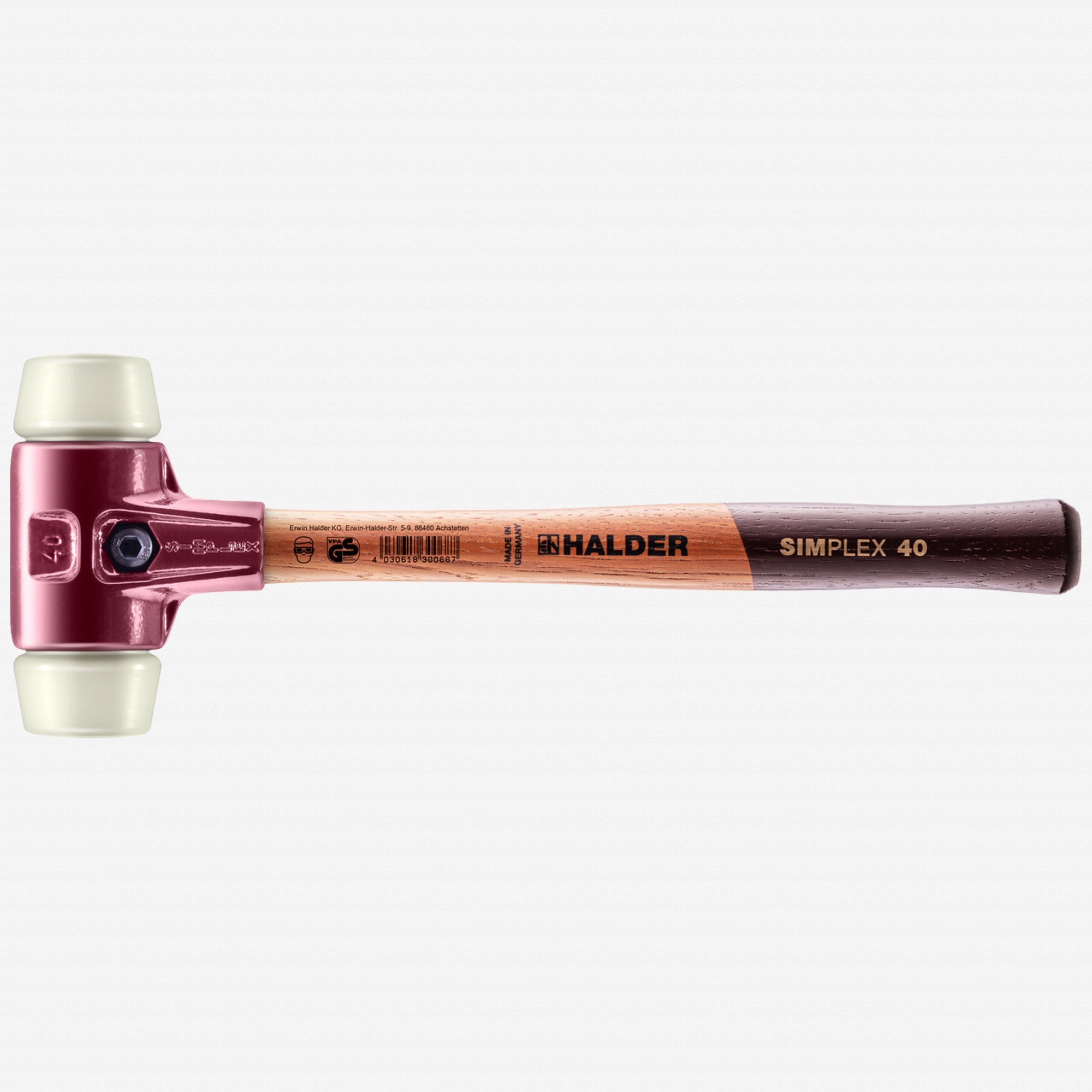 Halder Simplex Mallet with Nylon Inserts and Cast Iron Housing, 1.57" / 22.93 oz. - HA3008.040 - KC Tool