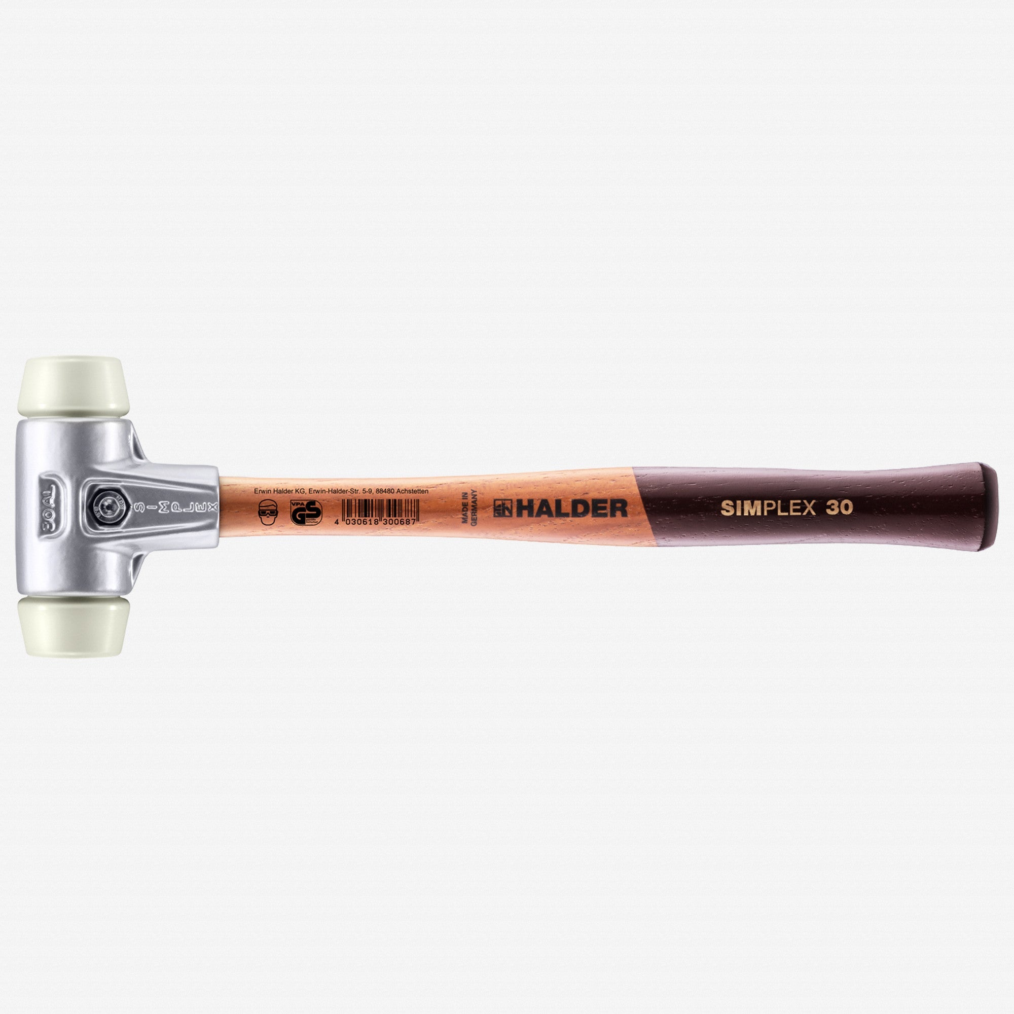Halder Simplex Mallet with Nylon Inserts and Lightweight Aluminum Housing, 1.18" / 7.58 oz. - HA3108.030 - KC Tool