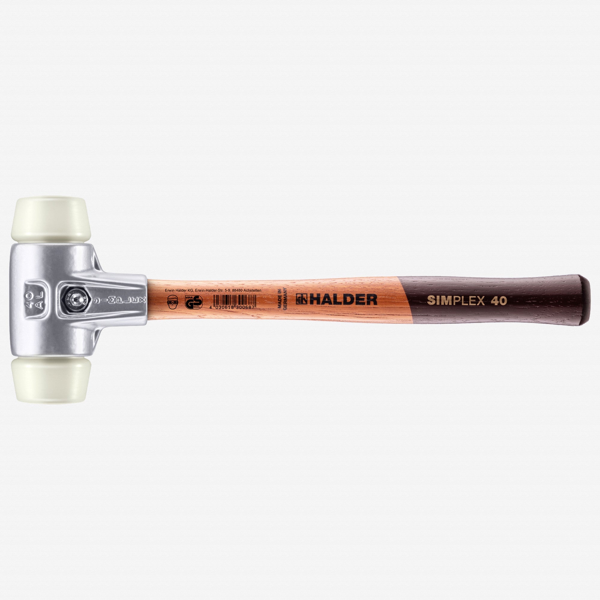 Halder Simplex Mallet with Nylon Inserts and Lightweight Aluminum Housing, 1.57" / 13.93 oz. - HA3108.040 - KC Tool