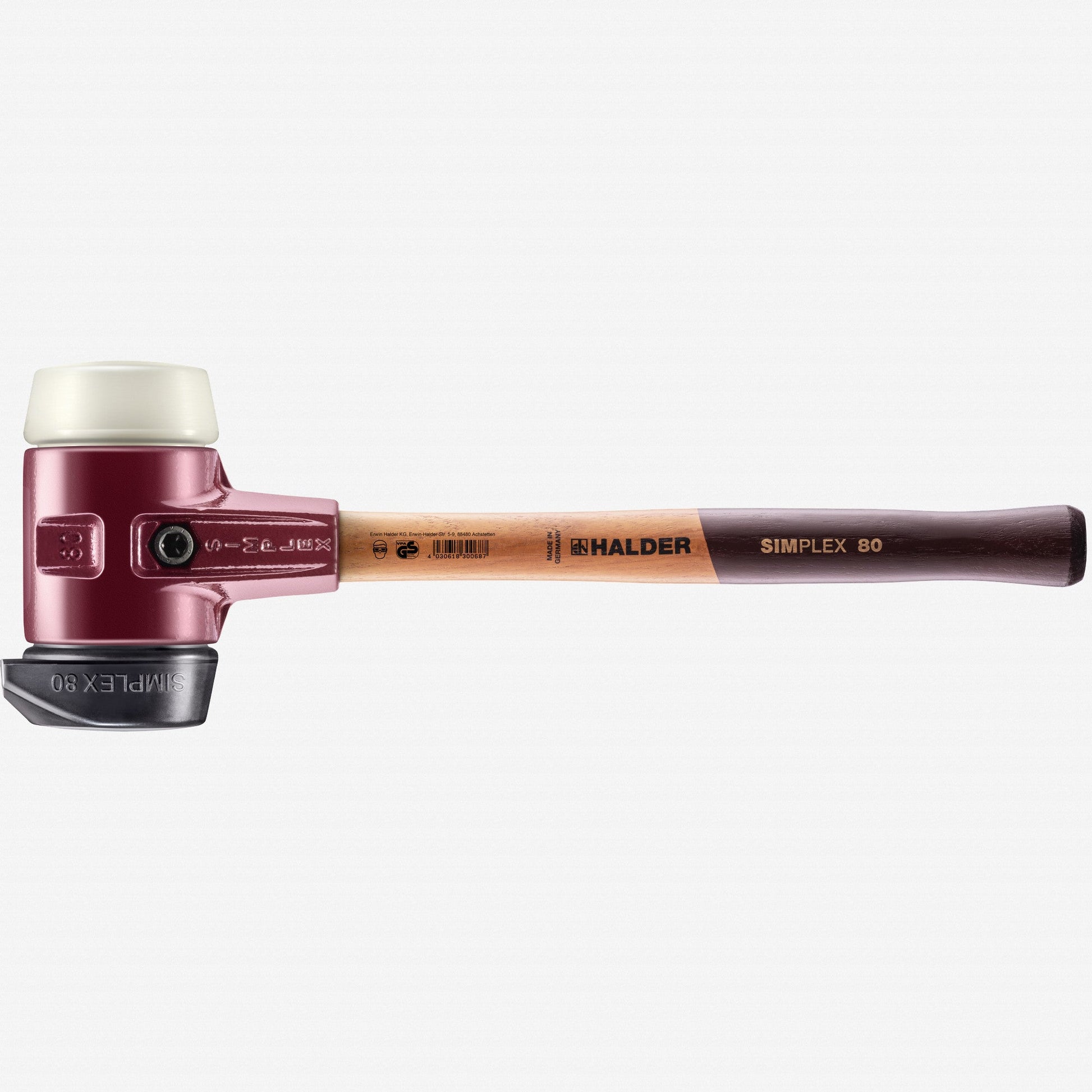 Halder Simplex Mallet with Nylon/STAND-UP Black Rubber Inserts and Cast Iron Housing, 3.15" / 103.35 oz. - HA3028.280 - KC Tool