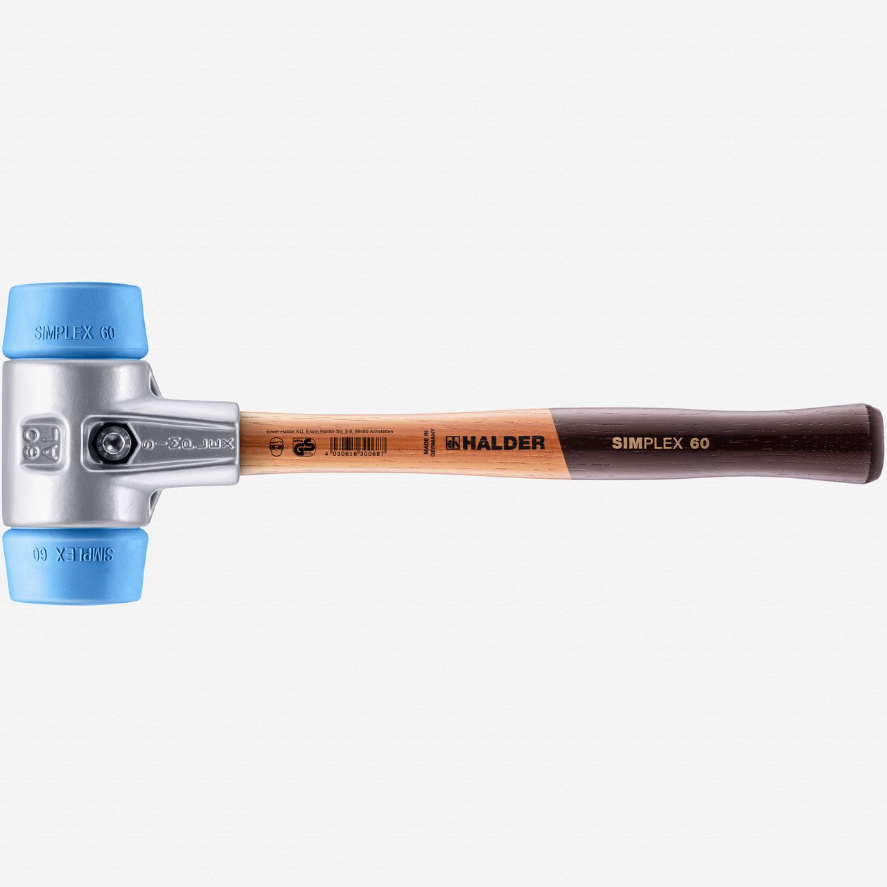 Halder Simplex Mallet with Oversized Soft Blue Rubber Inserts and Lightweight Alumimum Housing, 2.36" / 29.1 oz. - HA3101.060 - KC Tool