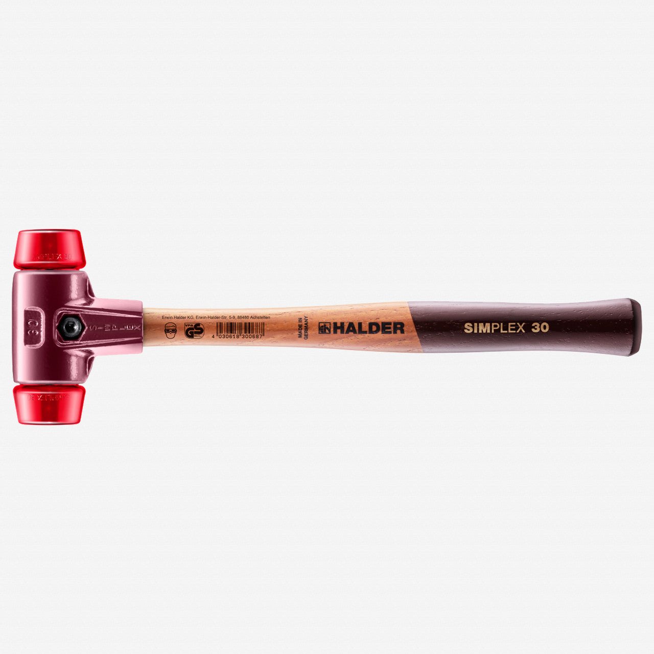Halder Simplex Mallet with Red Acetate Plastic Inserts and Cast Iron Housing, 1.18" / 12.17 oz. - HA3006.030 - KC Tool