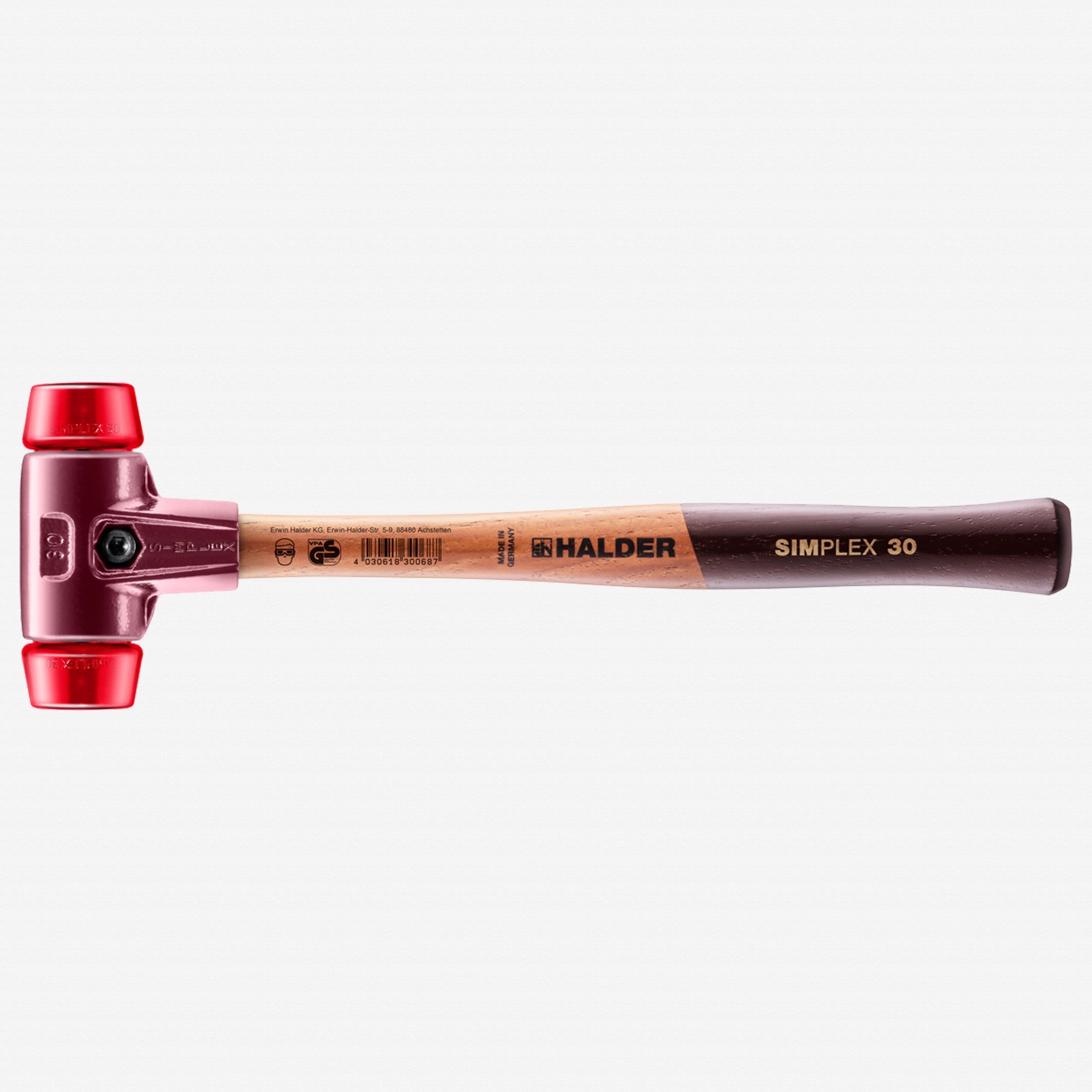 Halder Simplex Mallet with Red Acetate Plastic Inserts and Cast Iron Housing, 1.18" / 12.17 oz. - HA3006.030 - KC Tool