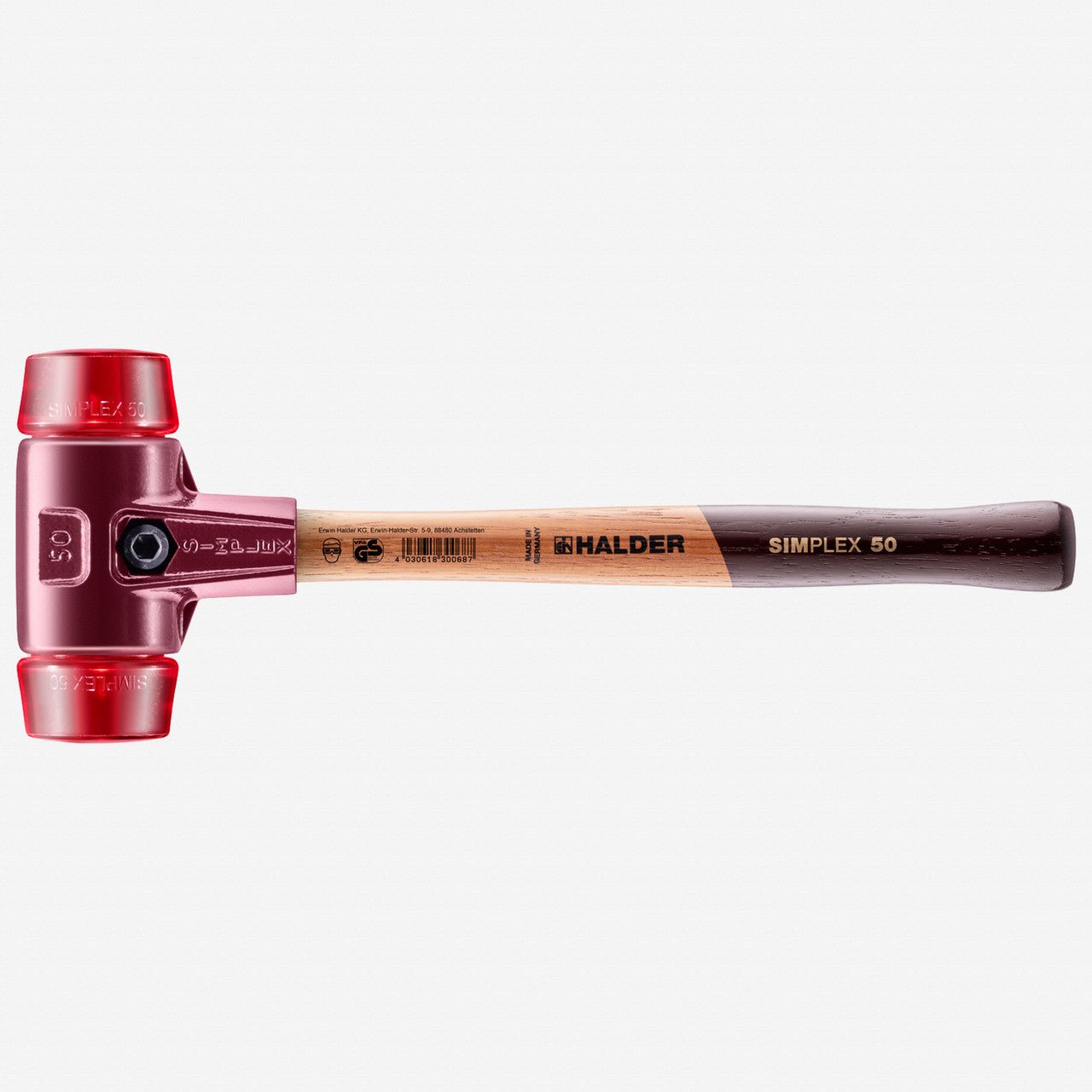 Halder Simplex Mallet with Red Acetate Plastic Inserts and Cast Iron Housing, 1.97" / 39.51 oz. - HA3006.050 - KC Tool