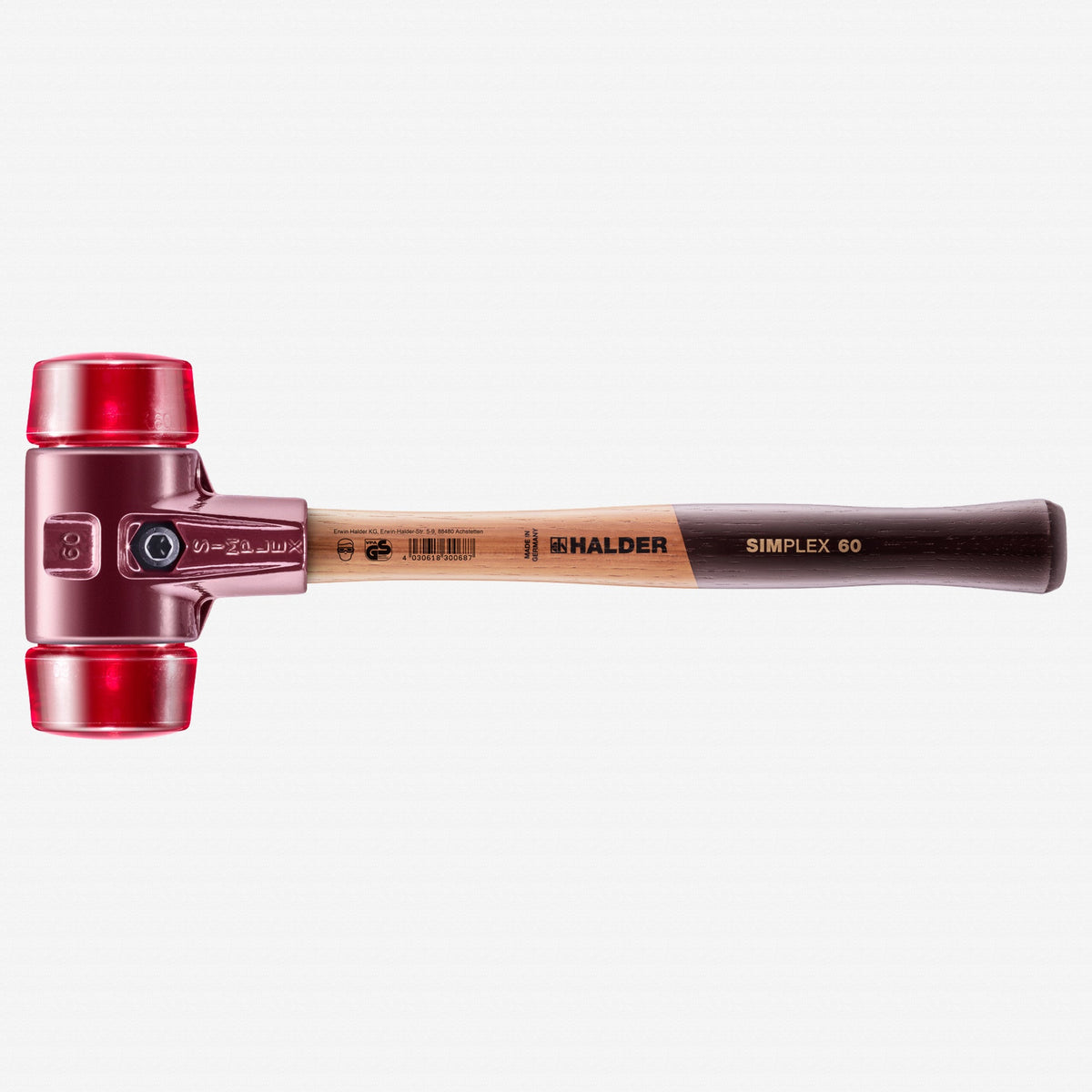 Halder Simplex Mallet with Red Acetate Plastic Inserts and Cast Iron Housing, 2.36" / 53.62 oz. - HA3006.060 - KC Tool